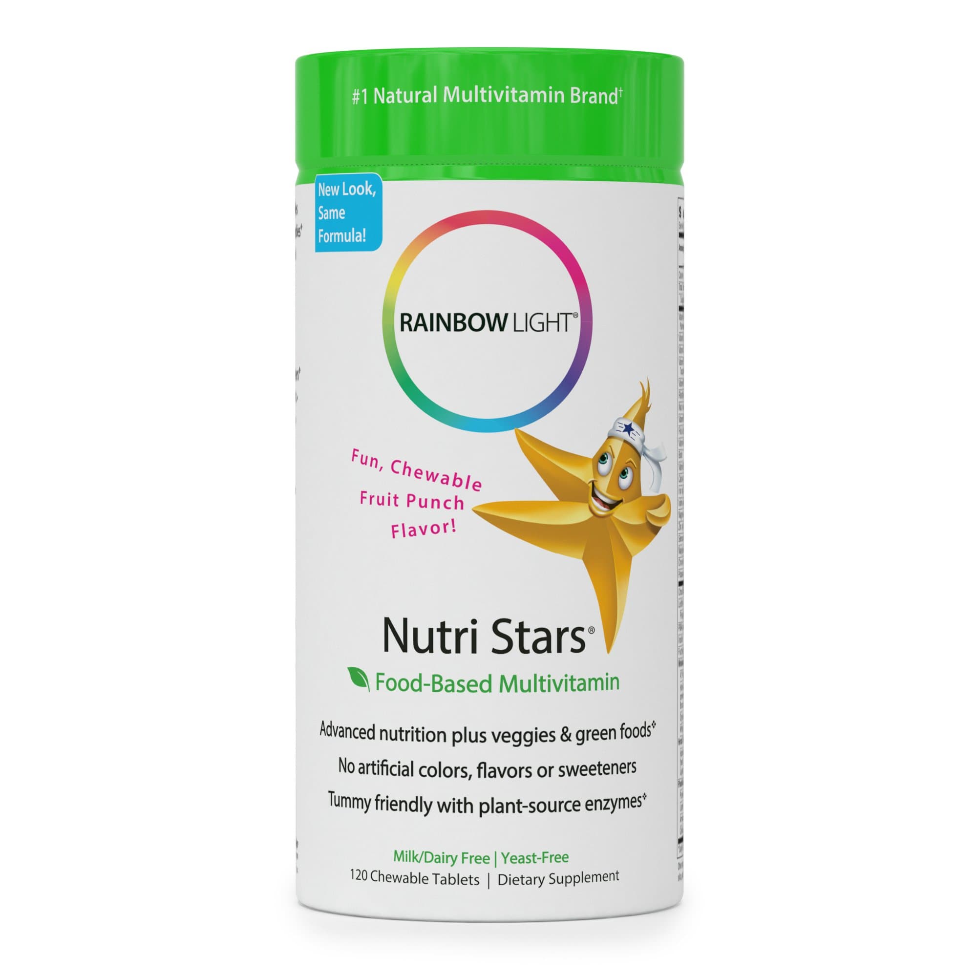 Rainbow Light - Nutristars Chewable Multivitamin - Kid's Food-Based Vitamins, Minerals, Nutrients, and Superfood; Supports Nutrition, Digestion, Skin, Eye, and Immune Health in Children - 120 Tablets