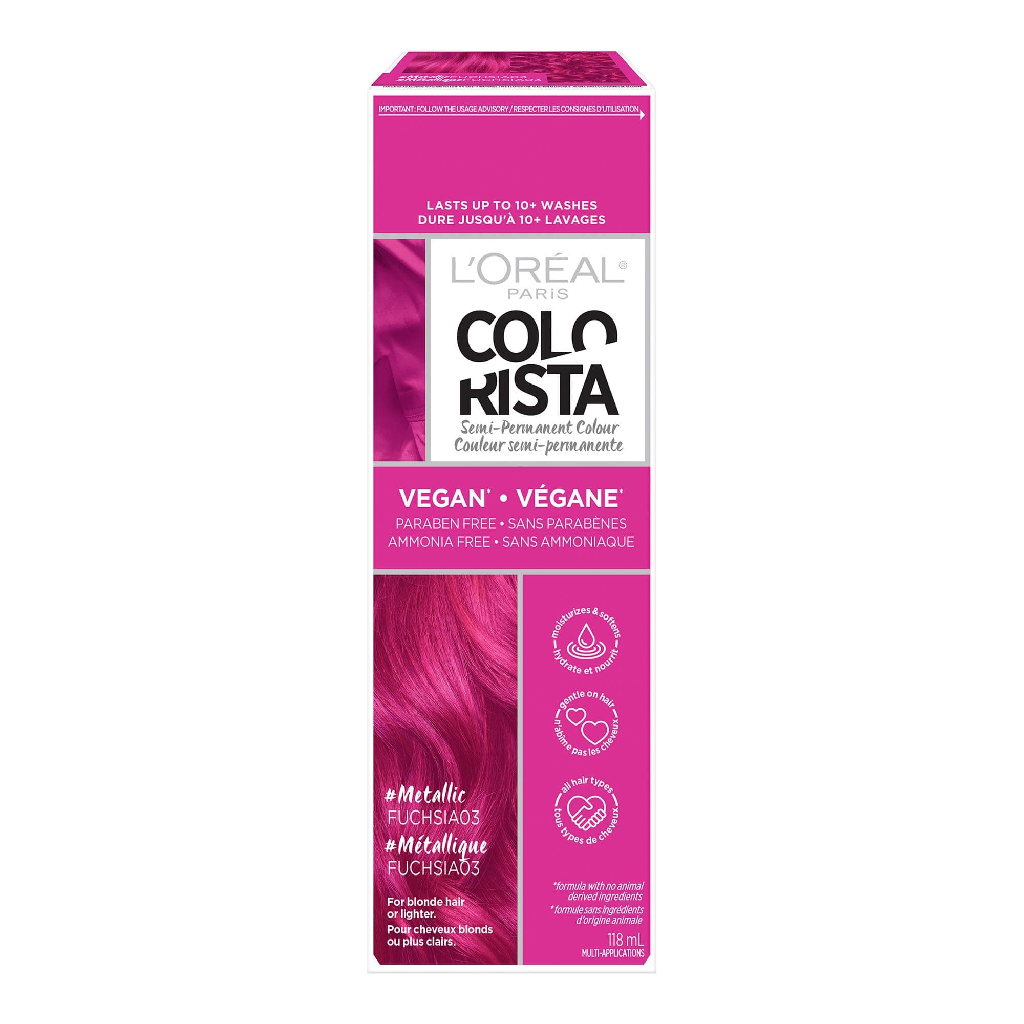 Colorista Metallic Semi Permanent Hair Color for Bleached or Blonde Hair, Color Depositing Hair Mask Formula, Metallic Pink