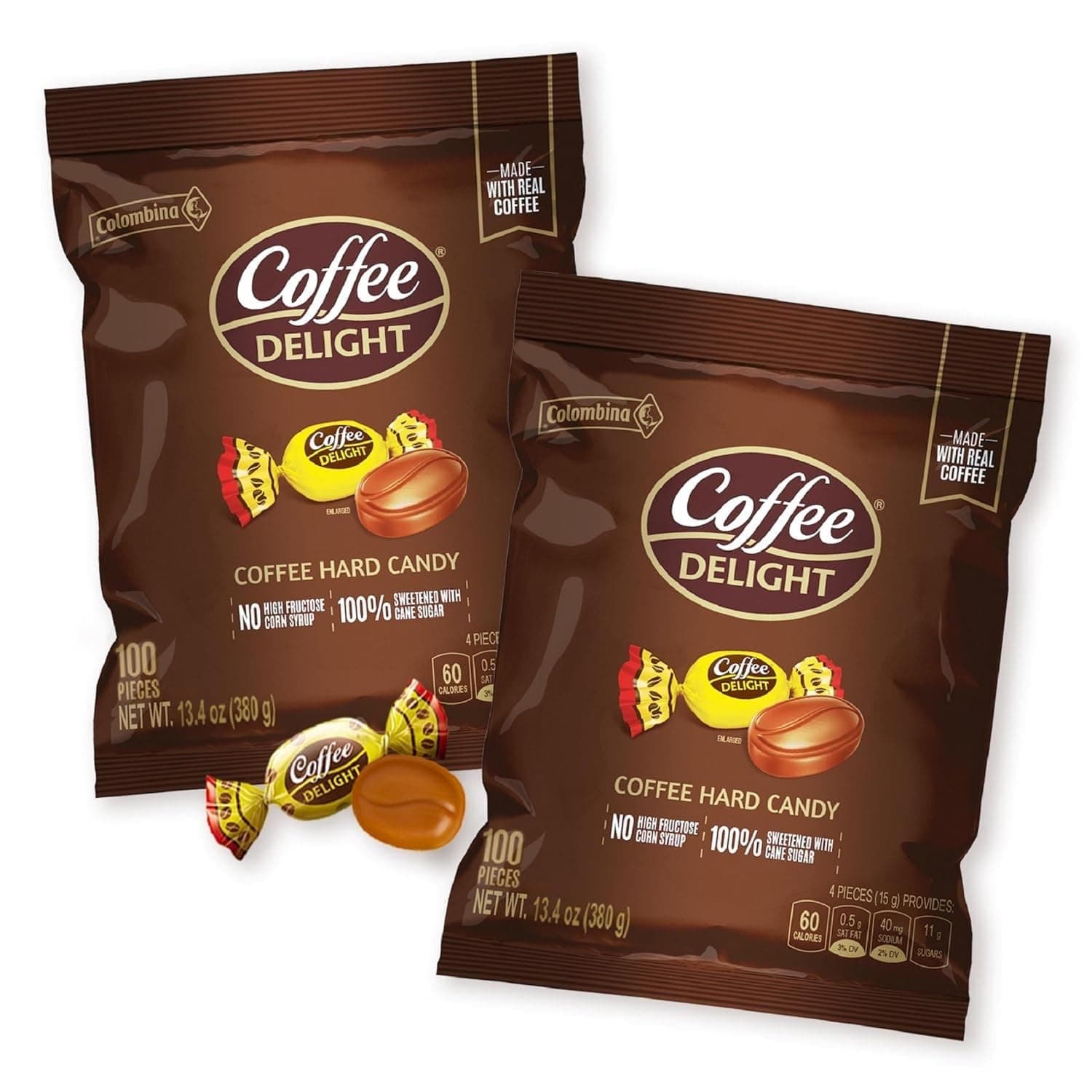 Coffee Delight Hard Candy, Gluten-Free Coffeе-Flavored Candies Made w/Authentic Colombian Coffee, 2 Pack (200 Count)