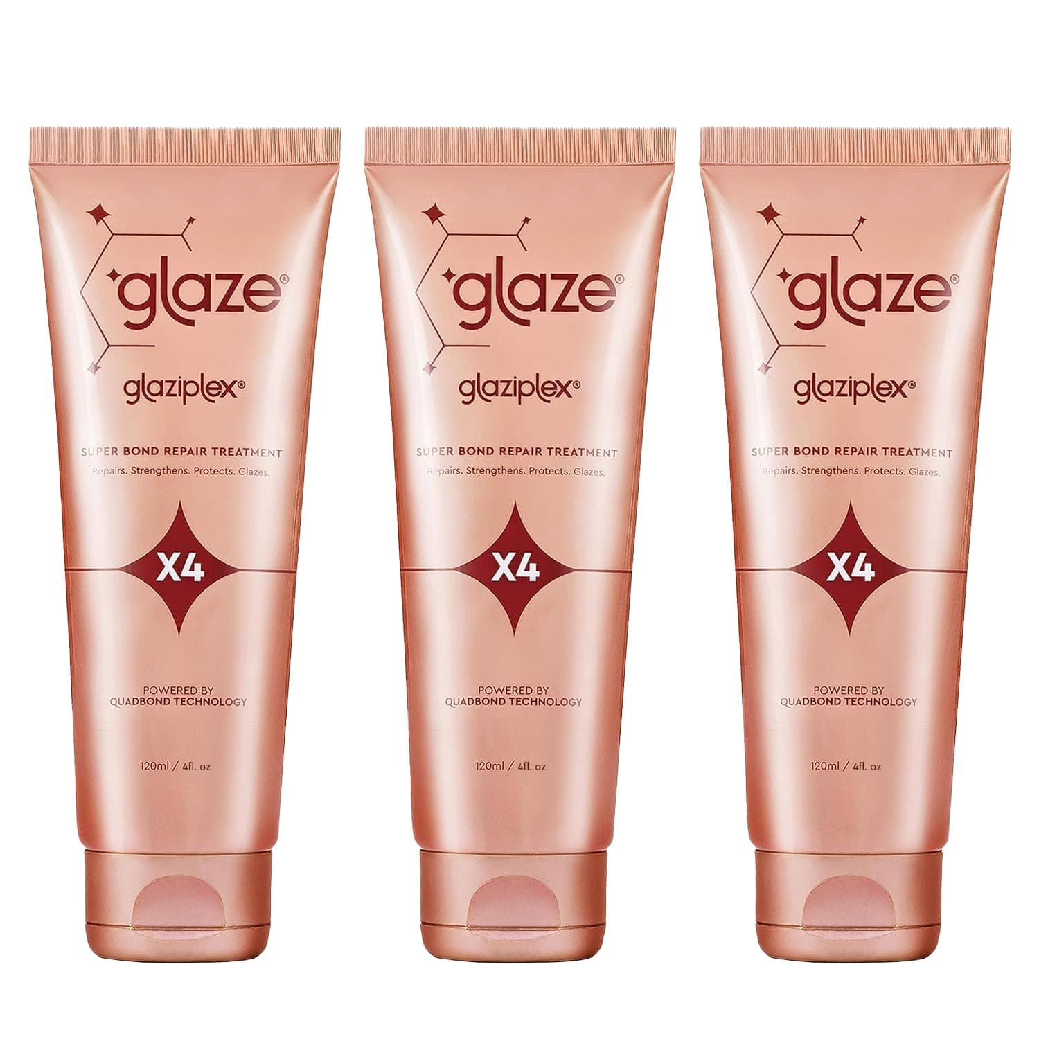 – GlaziPlex Super Bond Repair Treatment, 120ml 3 Pack. 4-in-1 Deep Conditioning Hair Mask - Repairs Heat, Chemical, Colour and Styling Damage - For Dry Damaged Hair Works in 4 Minutes