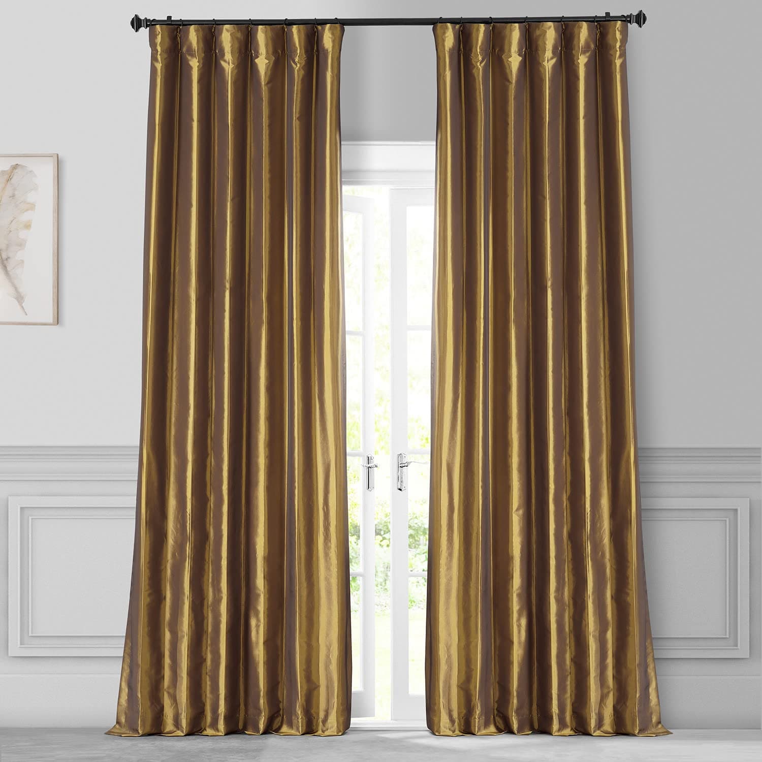 HPD Half Price Drapes Faux Silk Taffeta Curtain (1 Panel), Polyester & Polyester Blend, Golden Spice, 50 X 84