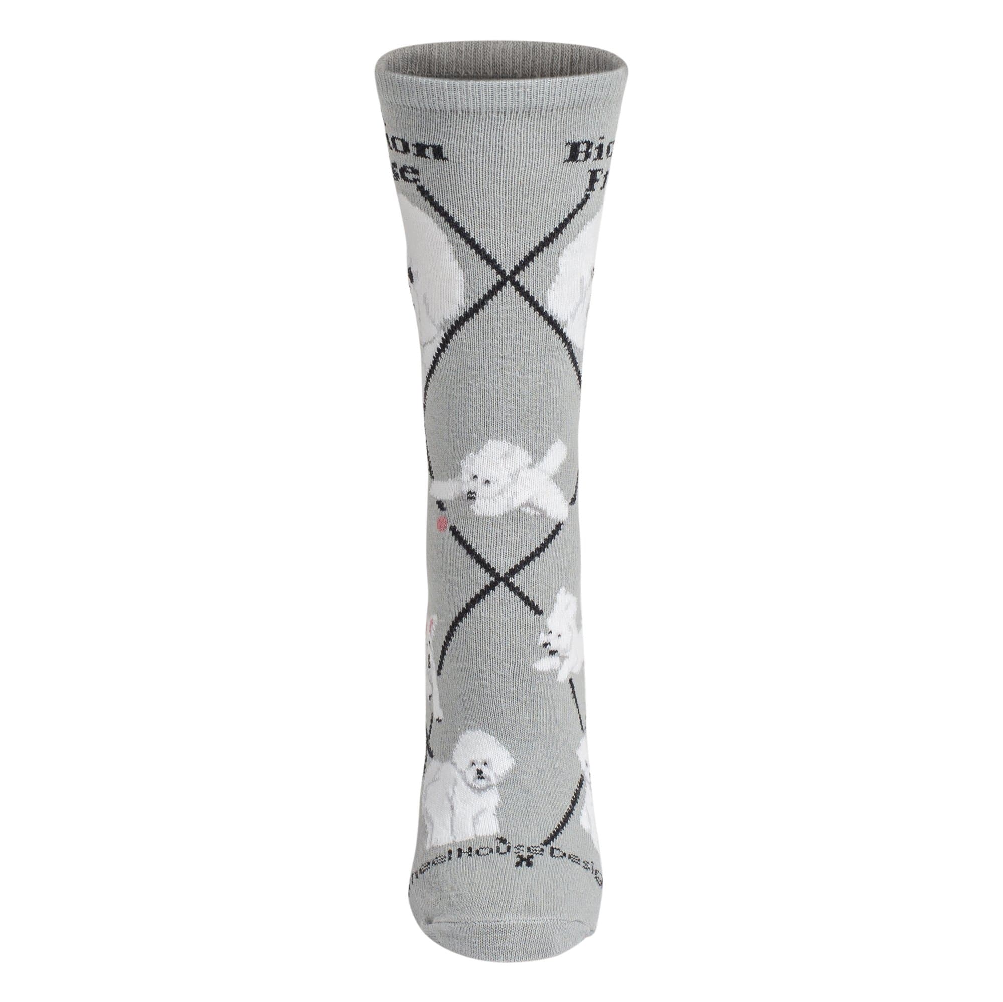 Bichon Animal Socks On Gray 9-11