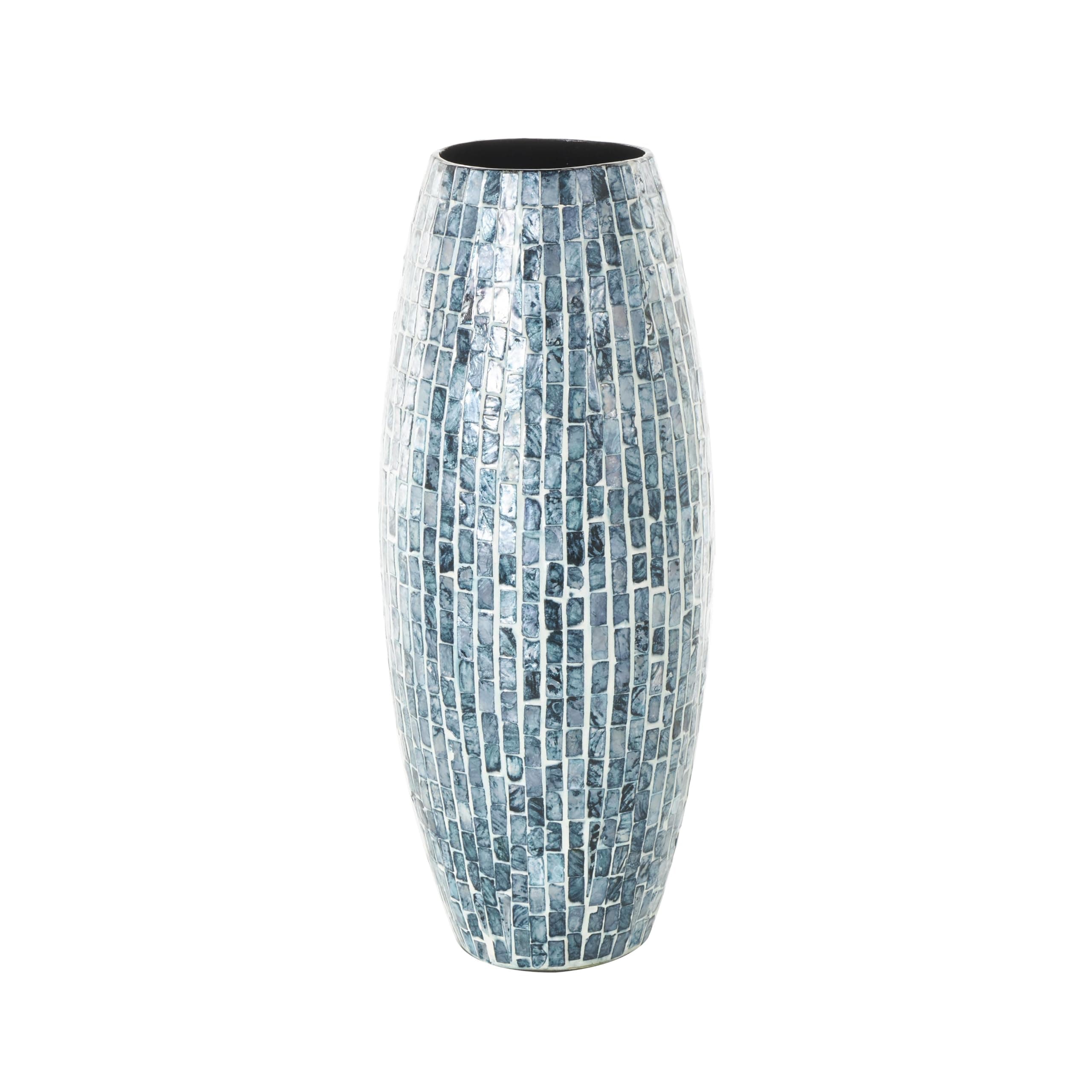 Deco 79 Mother of Pearl Shell Handmade Mosaic Inspired Vase, 8" x 8" x 19", Blue