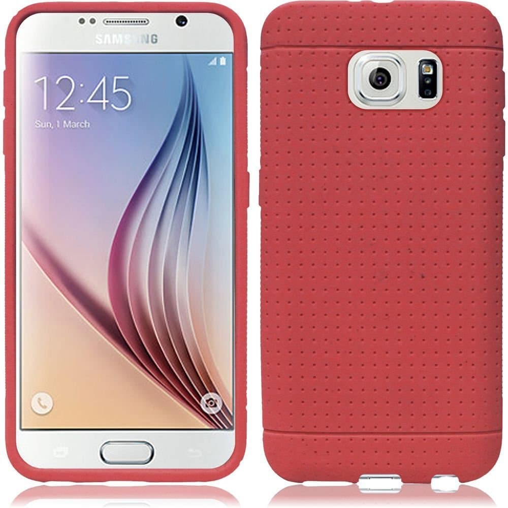 VMG +EB For Samsung Galaxy S6 (6th Generation; 2015 Version) Premium Dimple Mesh Design Cell Phone Soft Gel Silicone Skin Case Cover - Marsala + Free Black Earbud Gift