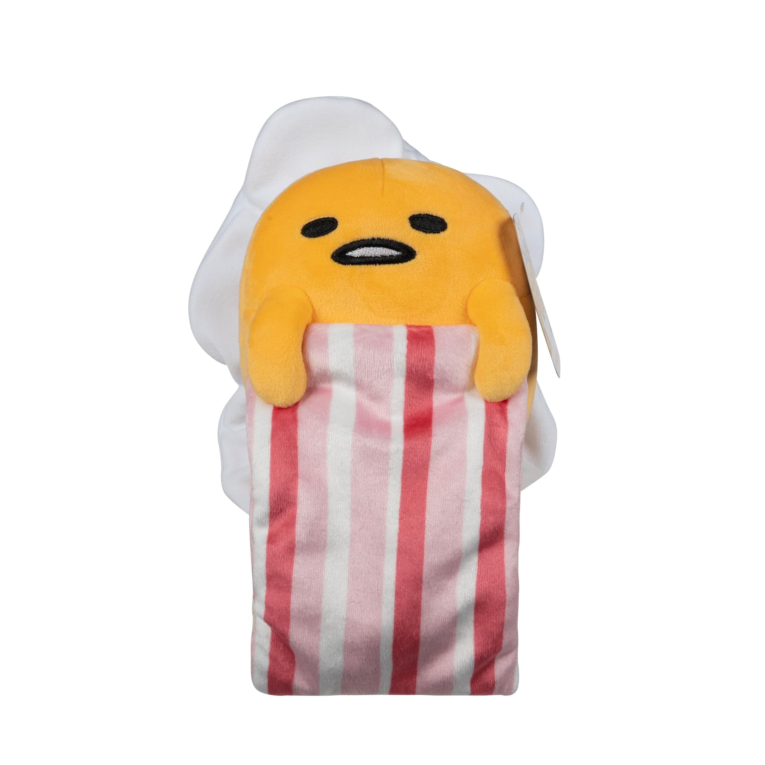 Hello Kitty and Friends - 8” Gudetama Squishy Plush with a Bacon Blanket - Officially Licensed Sanrio Product Ages 6+