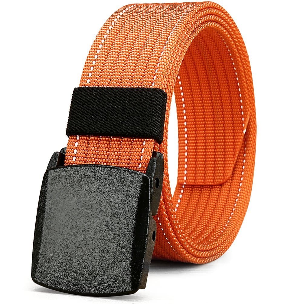 LionVIIMen Canvas Belt Tactical Casual with Plastic Buckle, Adjustable Trim to Fit 28-49" WaistClimatePartner certified