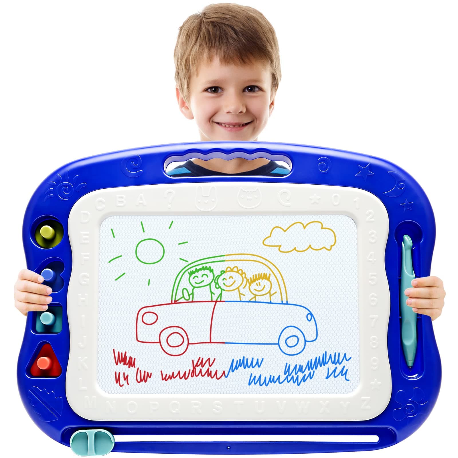 - Magnetic Drawing Board,Large Doodle Board Toddler Toys for Girls Boys 3 4 5 6 7 Year Old Kids Gift Etch A Colorful Sketch Magnet Erasable Pad (Blue)