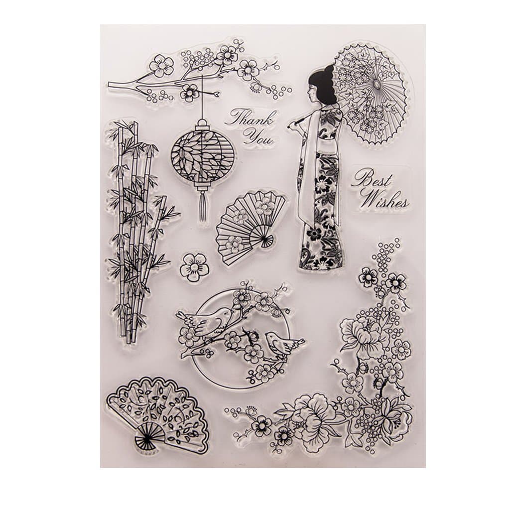 fivekim Decorative Stamps Clear-Flower Bird Clear Silicone Seal Stamp DIY Album Scrapbooking Photo Card Decor