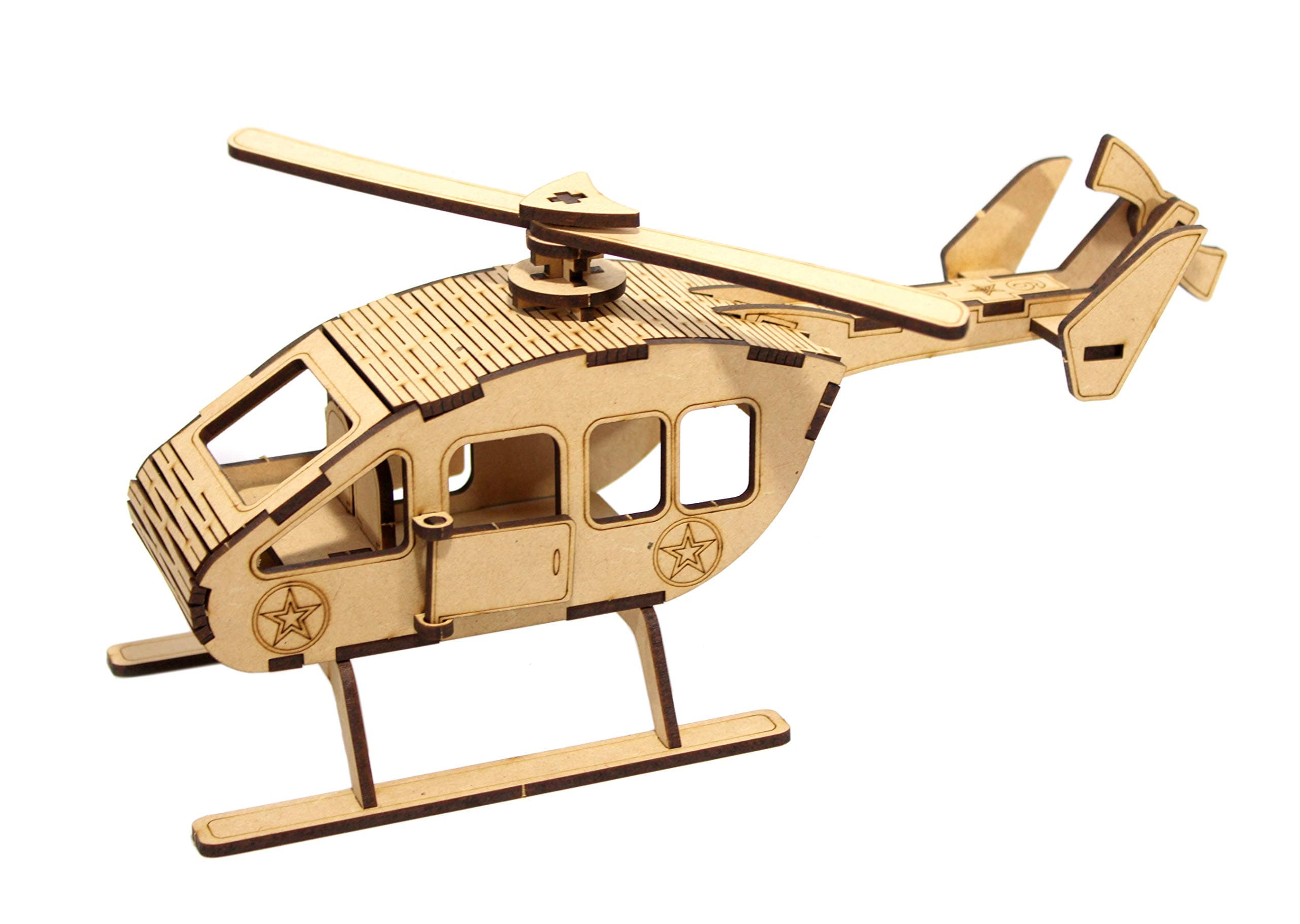StonKraft Wooden 3D Puzzle Helicopter - Home Decor, Construction Toy, Modeling Kit, School Project - Easy to Assemble
