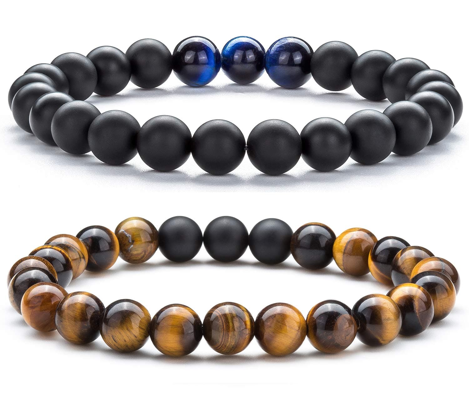 Men Women 8mm Tiger Eye Stone Beads Bracelet Elastic Natural Stone Yoga Bracelet Bangle
