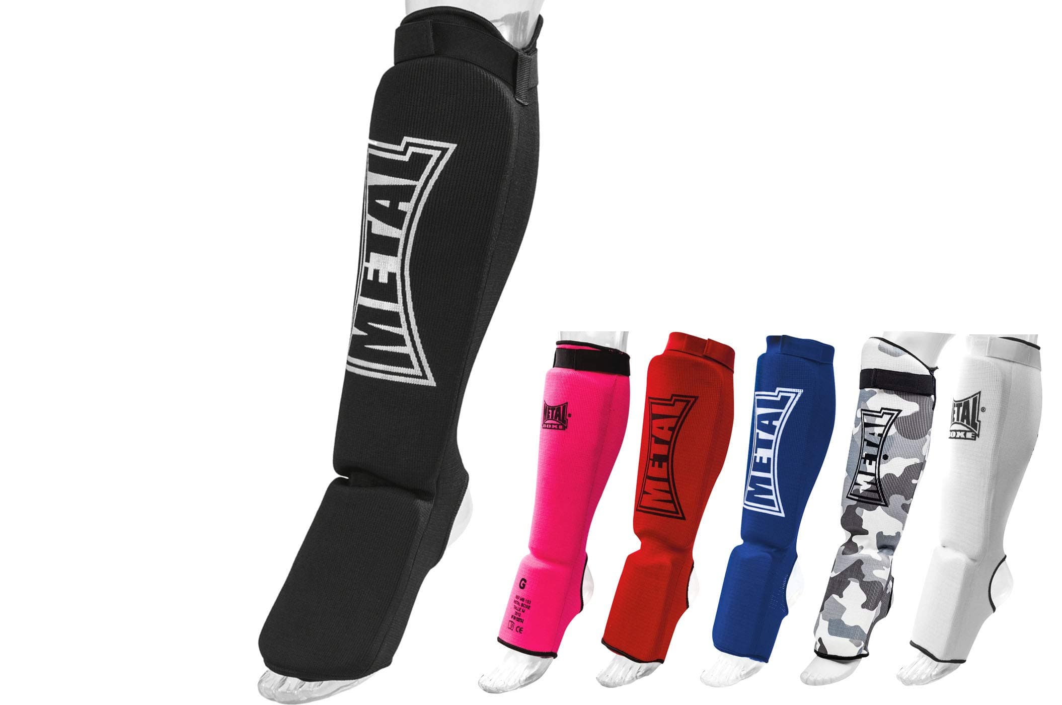 Proteges tibias with Foam Feet Metal Blue Boxing Gloves