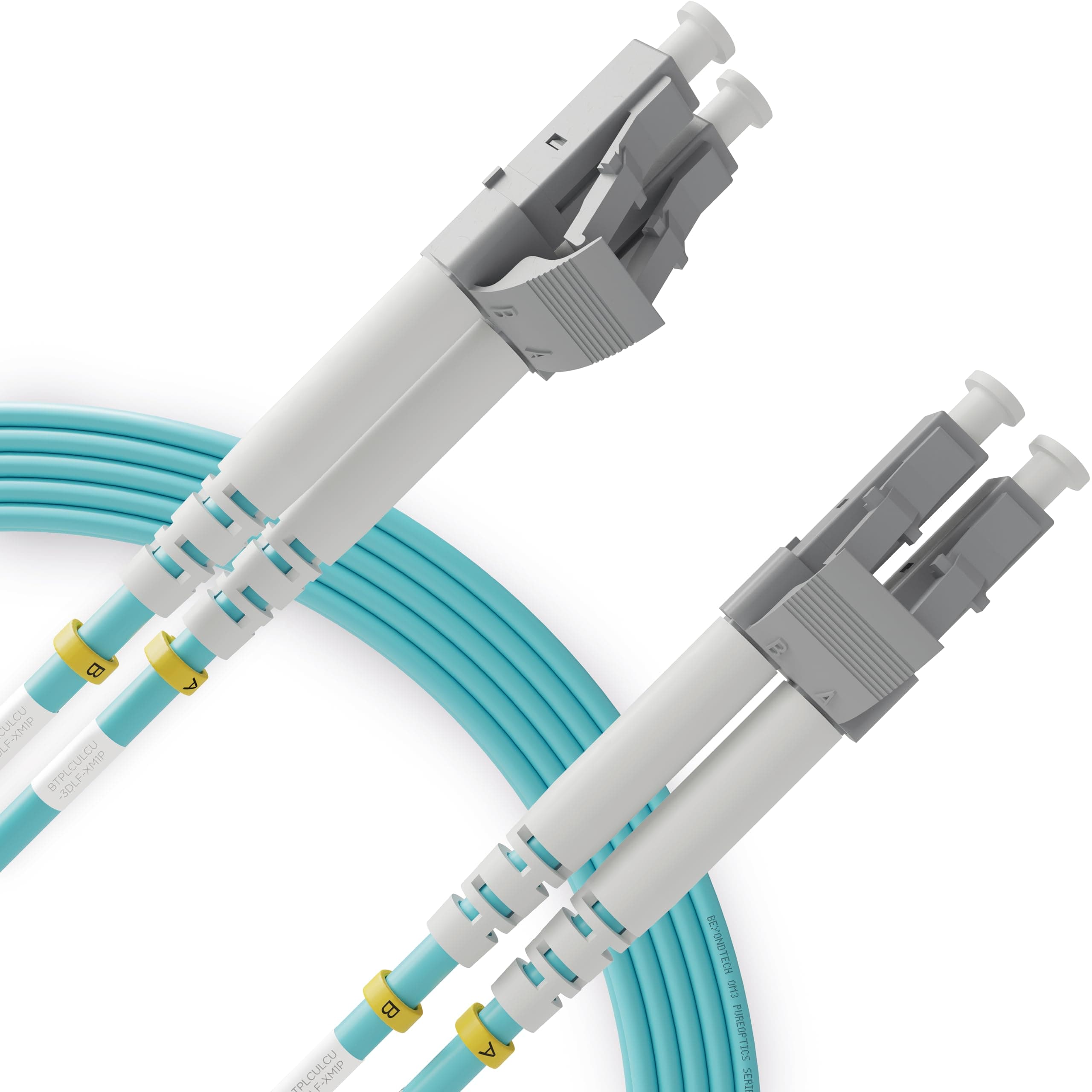 BEYONDTECH LC to LC Fiber Patch Cable Multimode Duplex - 2m (6.56ft) - 50/125um OM3 10G LSZH (2 Pack) PureOptics Cable Series