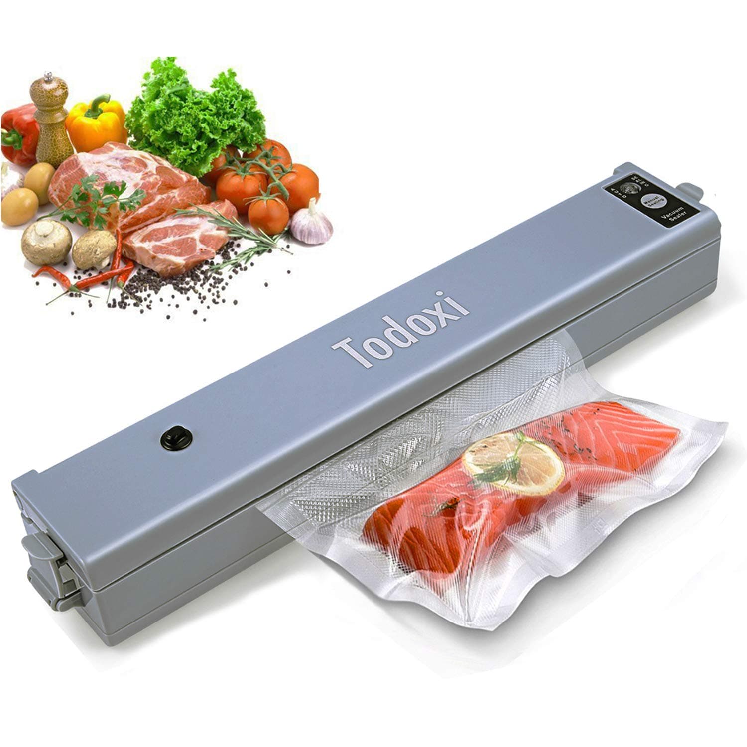 Vacuum Sealer, Todoxi Portable Food Sealer Machine Compact Design Sealing System, Fresh Food Saver with Seal Bags for Meat, Vegetables, Fruit, Fish Storage | Waterproof Smartphone Underwater Shooting