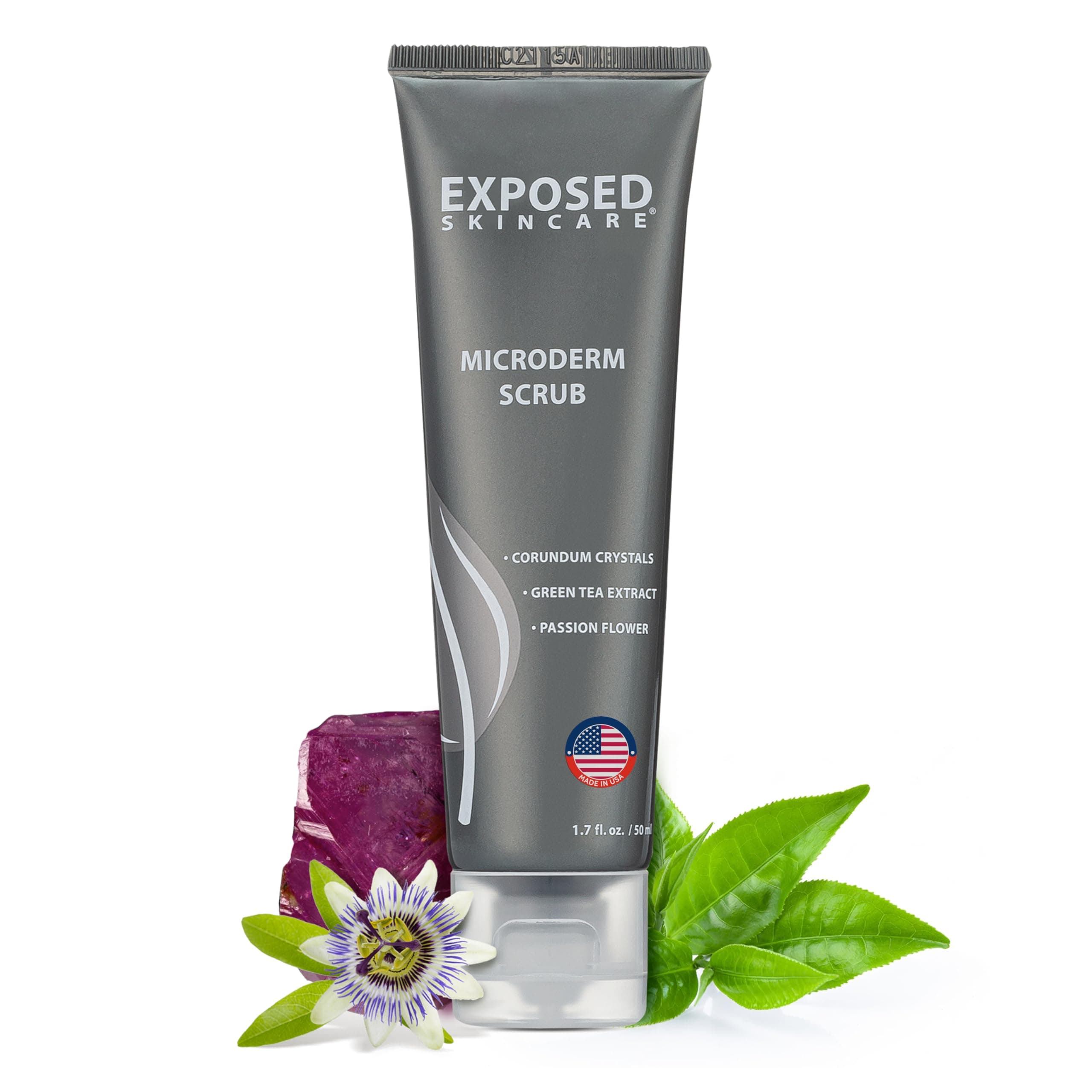 Exposed Skin Care Microderm Exfoliating Scrub - Leaves Your Face Clean and Smooth with Corundum Crystals, Green Tea Extract & Passion Flower 1.7 fl oz