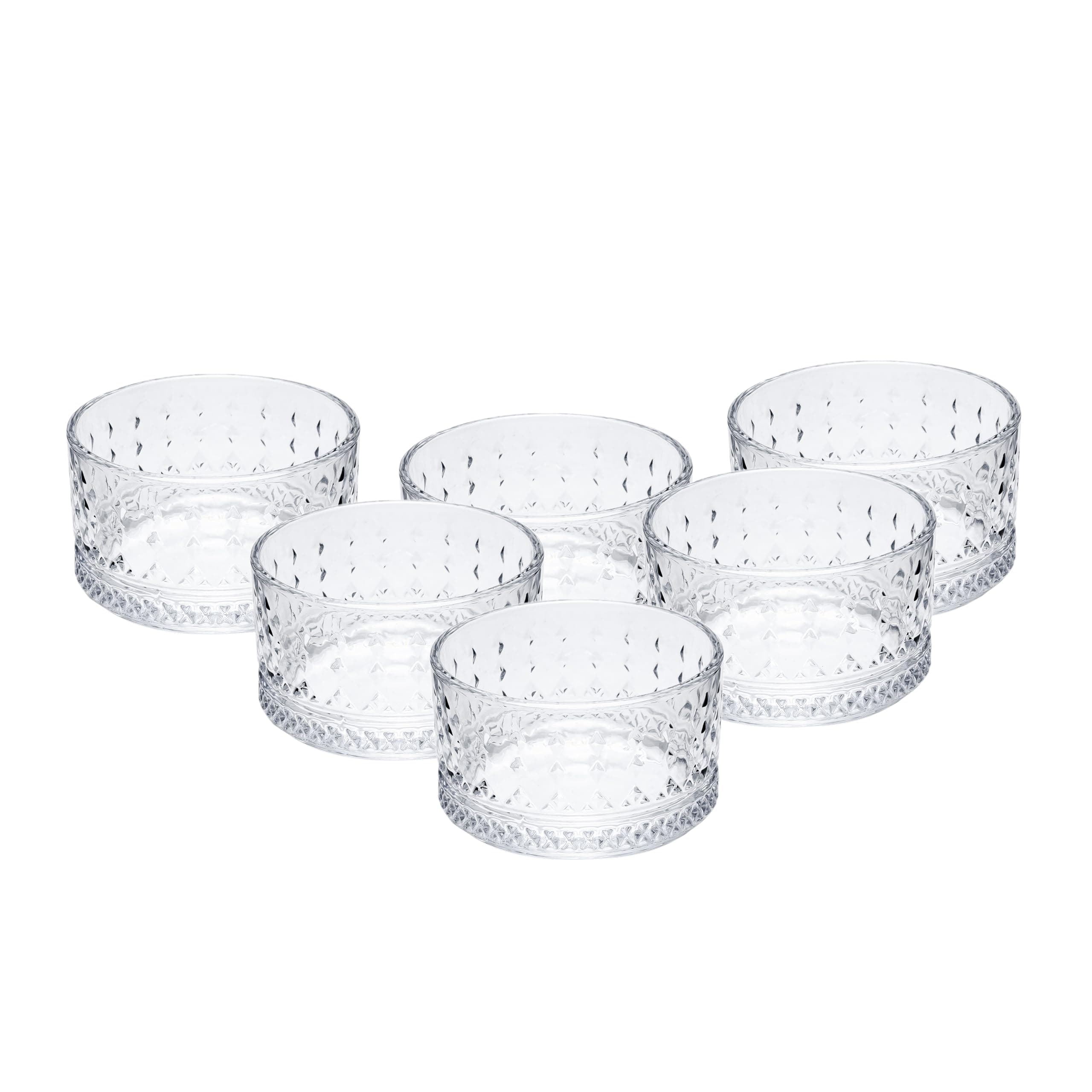 Glass Dessert Bowl Set – 220 ml Transparent Clear Serving Bowls for Desserts, Ice Cream, Fruits & Snacks (Set of 6)