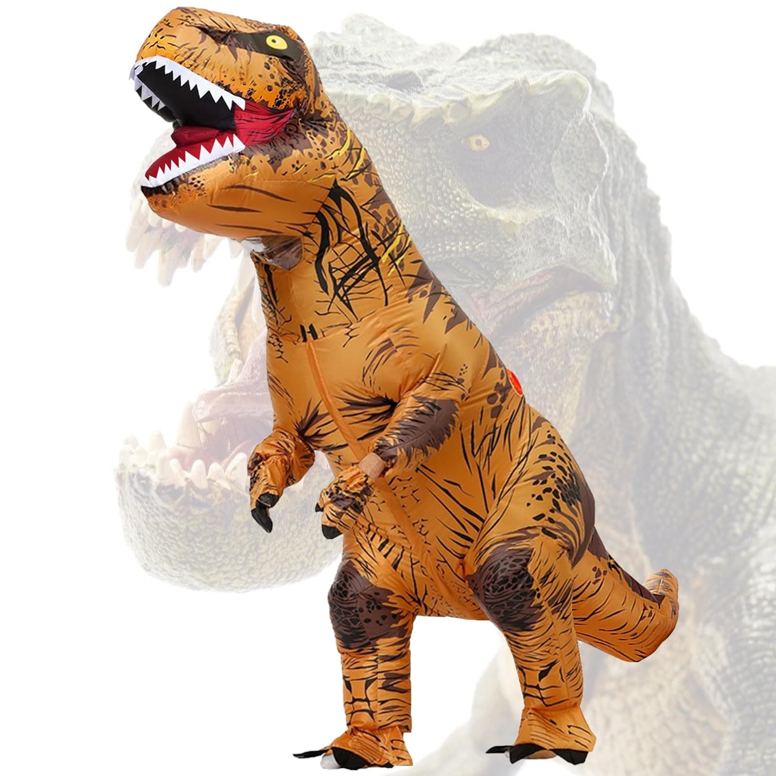 T Rex Costume Inflatable Dinosaur Adult T-rex Fancy Dress for Halloween Brown