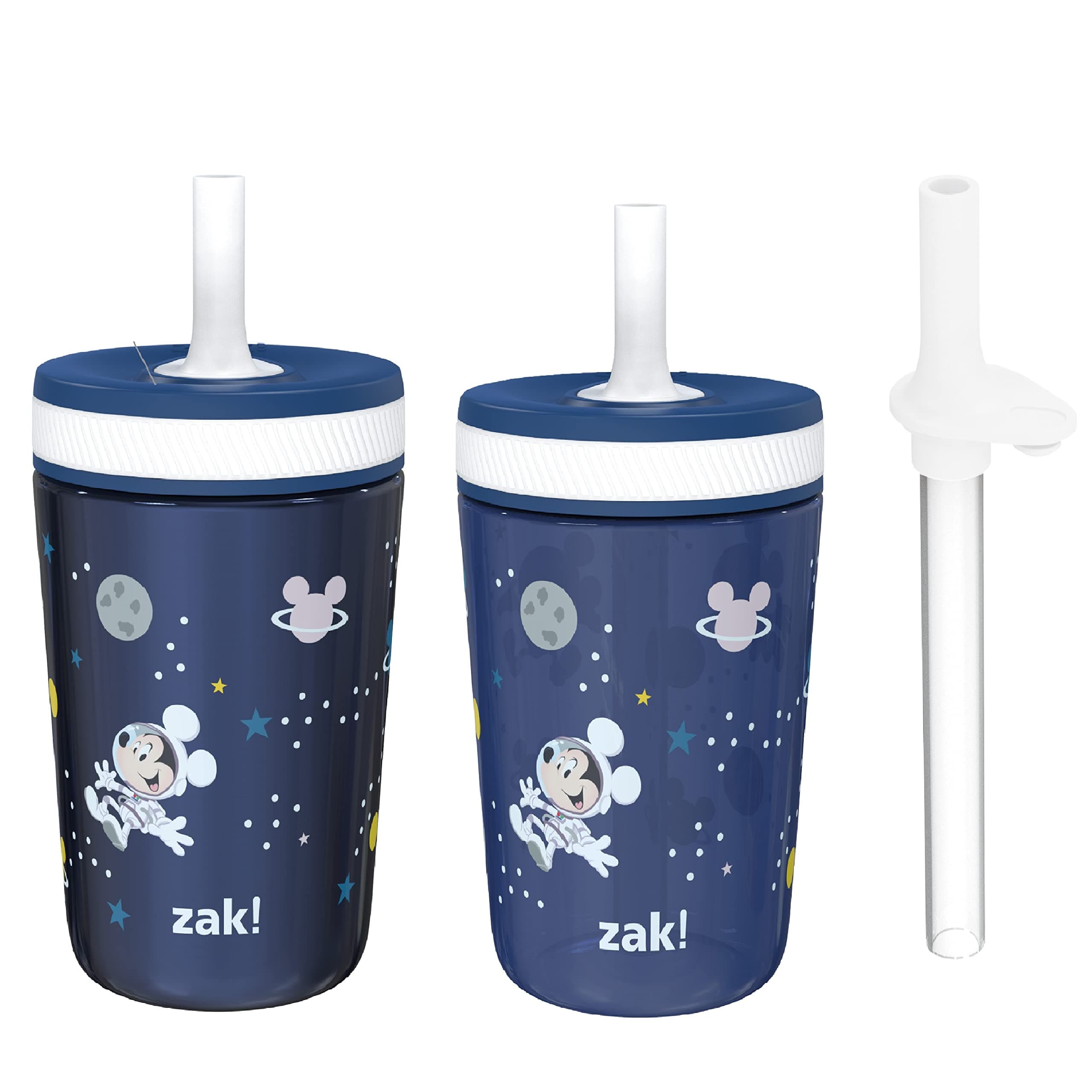 Zak Designs Disney Mickey Mouse Kelso Tumbler Set, Leak-Proof Screw-On Lid with Straw, Bundle for Kids Includes Plastic and Stainless Steel Cups with Bonus Sipper (3pc Set, Non-BPA) 15 fl oz.
