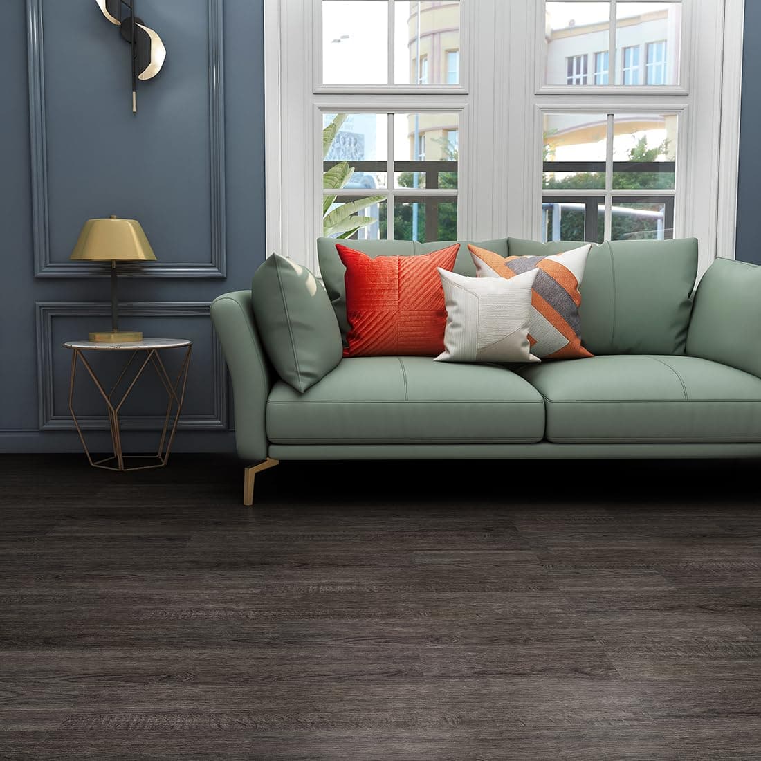 Vinyl Flooring Wood Effect Linoleum Flooring Peel and Stick Floor Tiles Self Adhesive 2.0 mm 7 Pieces Waterproof for Kitchen Living Room (DarkBrown, 1 m²)