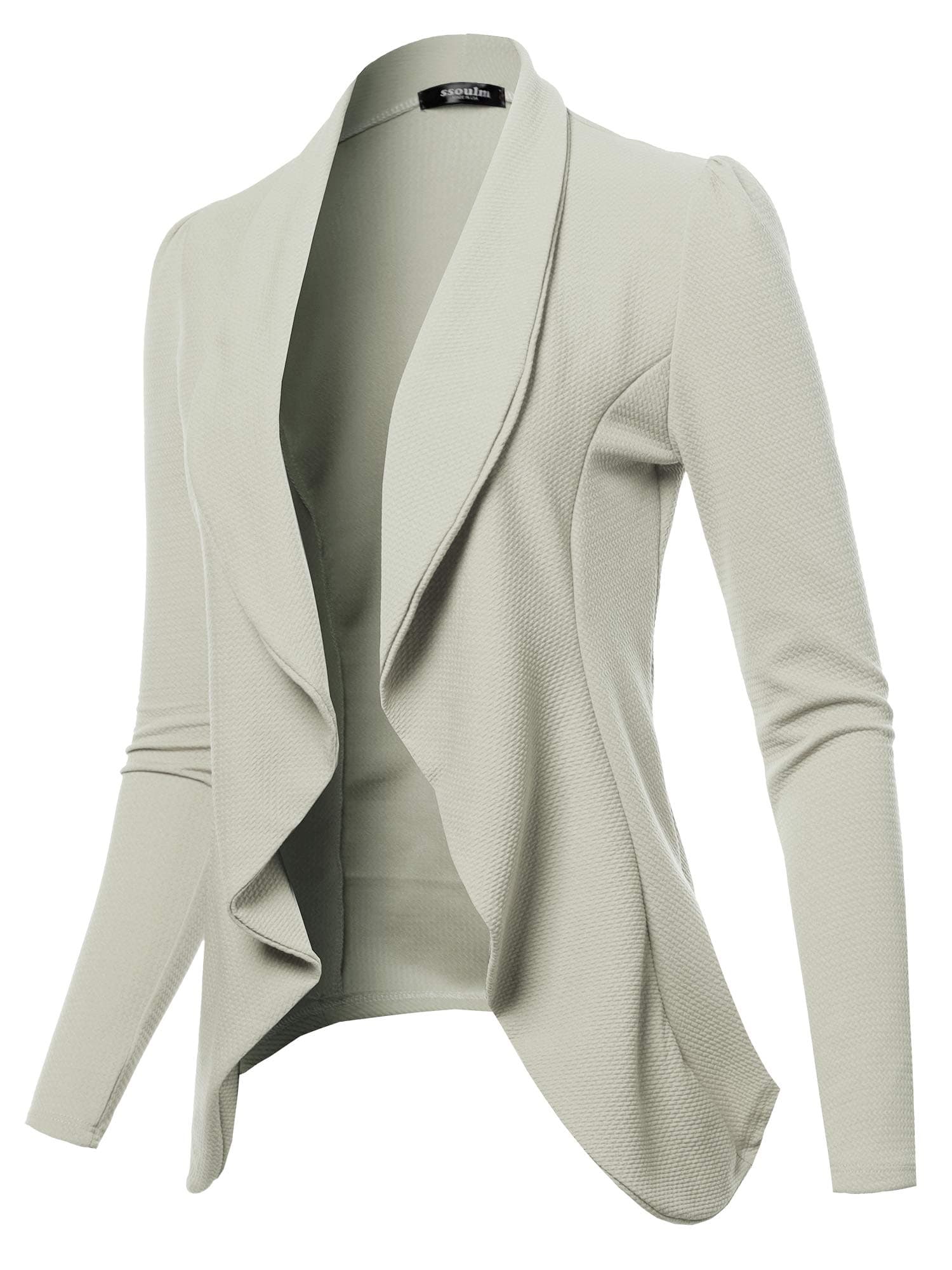 SSOULMWomen's Long Sleeve Classic Draped Open Front Lightweight Blazer with Plus Size
