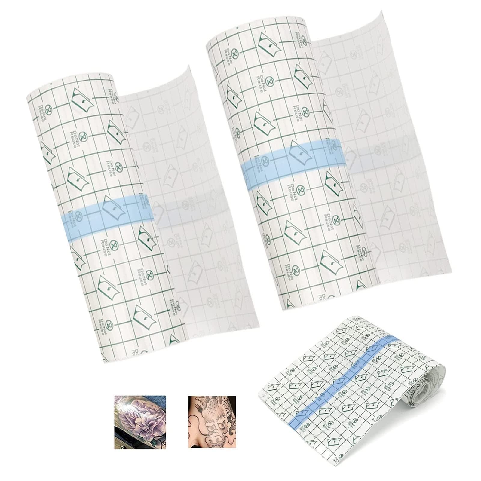 2 PCS Tattoo Aftercare Waterproof Bandage, 3M*15CM Second Skin Tattoo Transparent Film Dressing, Healing Protective Bandages Clear Adhesive Bandages Transparent Stretch Dressing Tape Tattoo Supplies