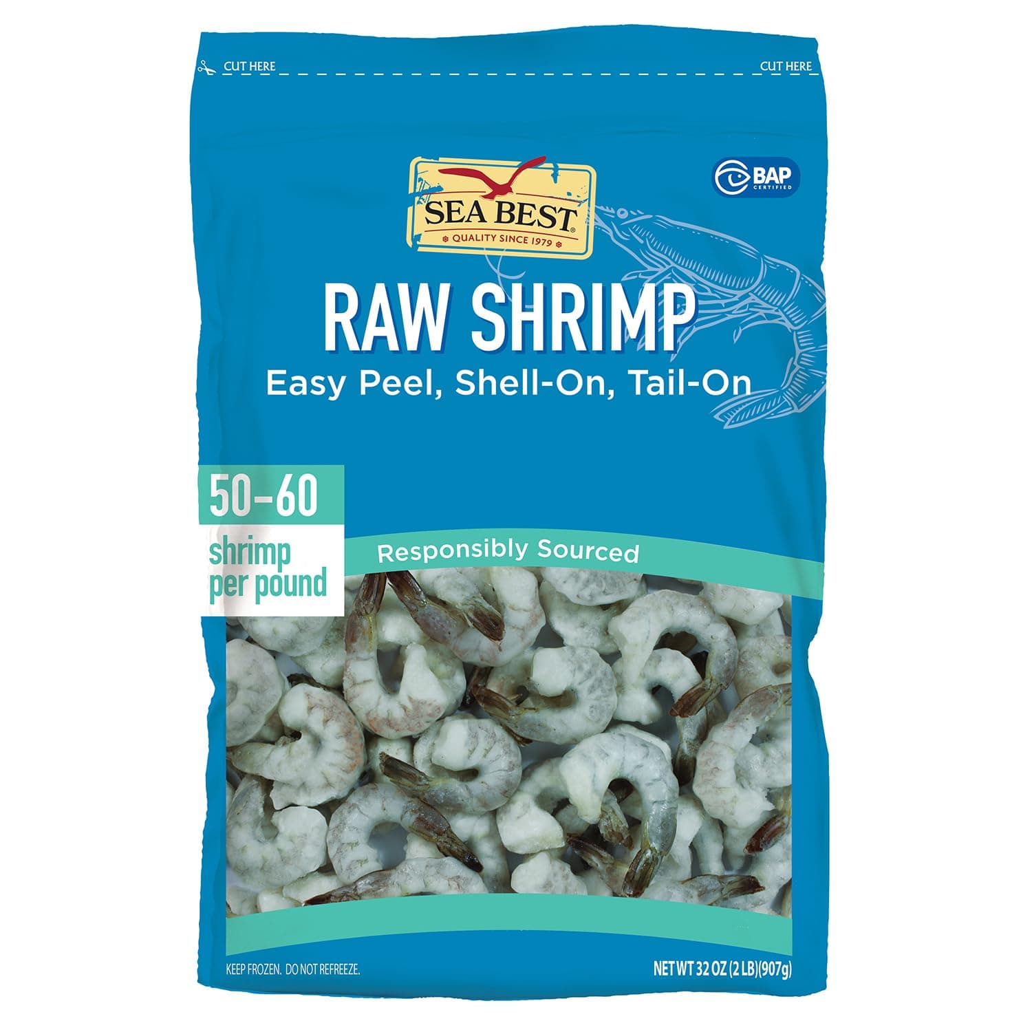 Sea Best 51/60 EZ Peel Shrimp, 2 Pound