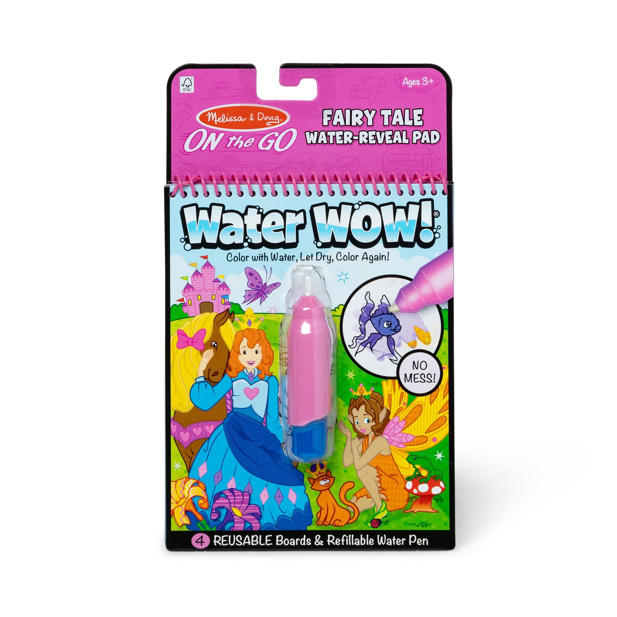 Water Wow - Fairy Tale – Reusable Water-Reveal Activity Pad with 4 Magical Scenes & Refillable Pen – Mess-Free Creative Travel Toy for Kids – Ages 3+ MD9415