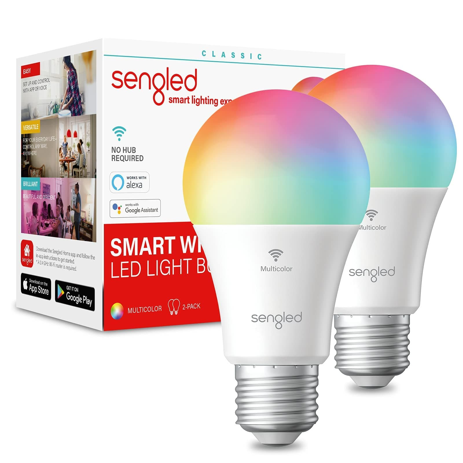 Sengled Smart Light Bulbs WiFi Full Color A19 2pk
