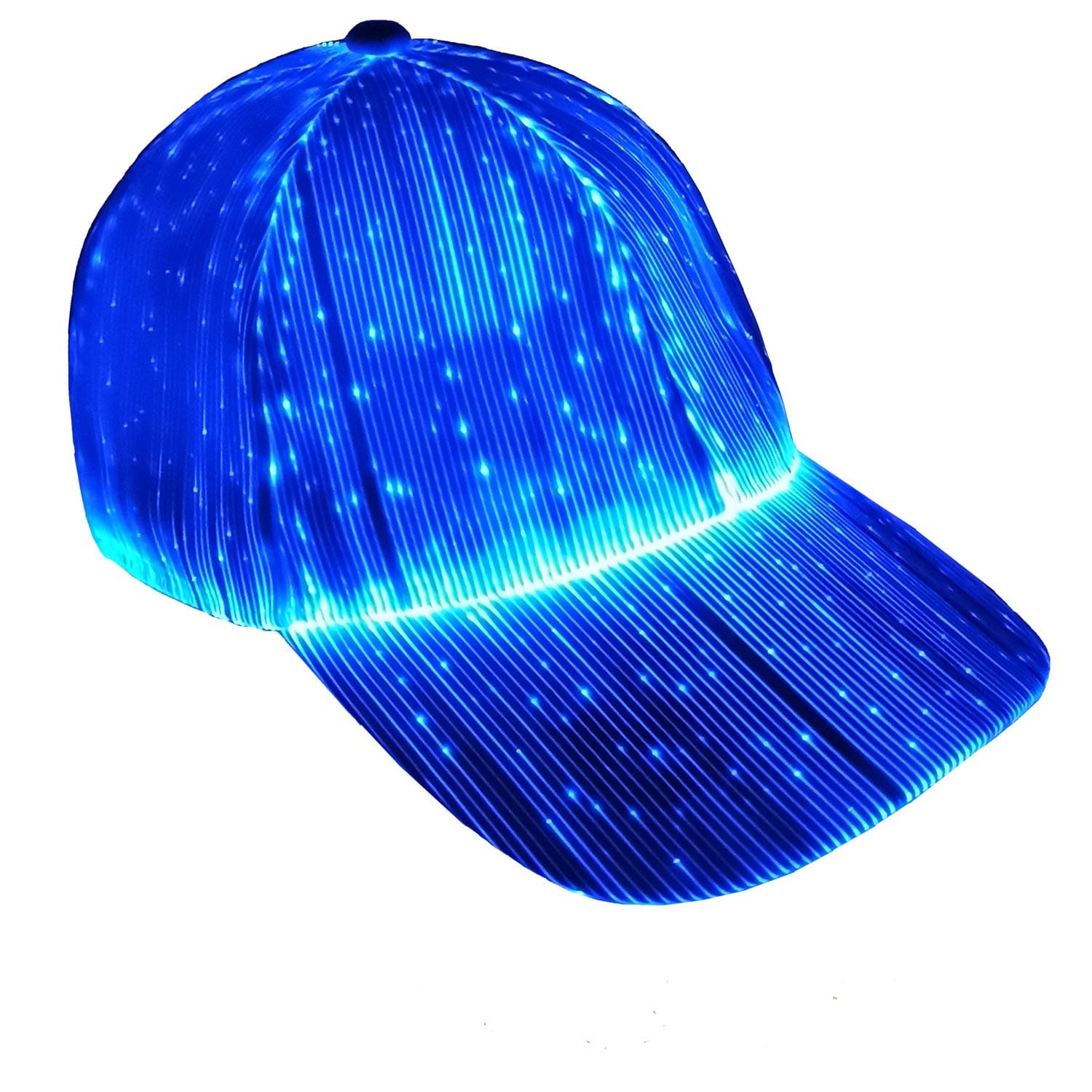Ruconla Fiber Optic Cap LED hat with 7 Colors Luminous Glowing EDC Baseball Hats USB Charging Light up caps Crazy hat