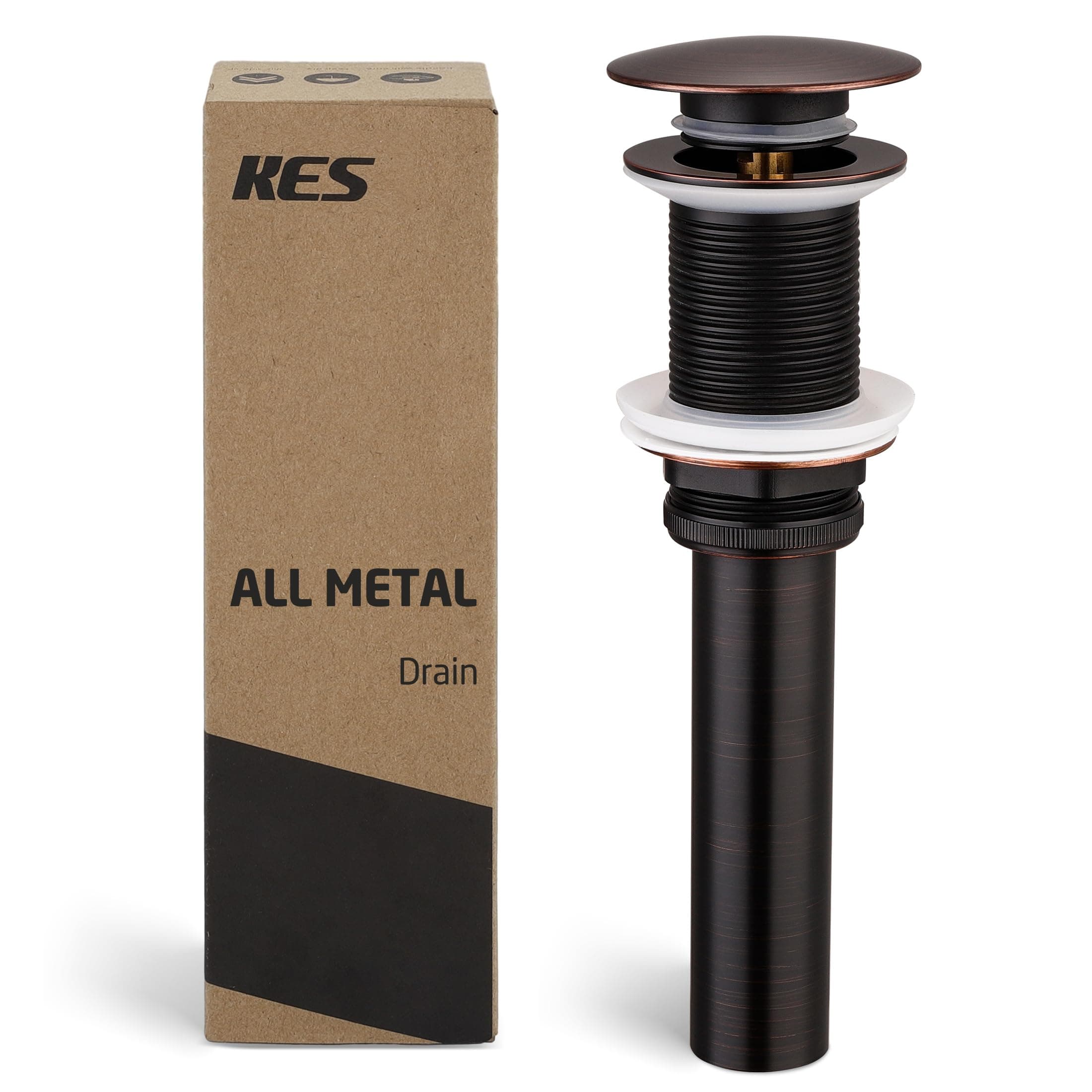 KES Bathroom Sink Drain Without Overflow Vessel Sink Lavatory Vanity Pop Up Drain Stopper Oil Rubbed Bronze, All Metal Rustproof Brass and 304 Stainless Steel, for 1.6"-1.9" Sink Hole, S2008D-ORB