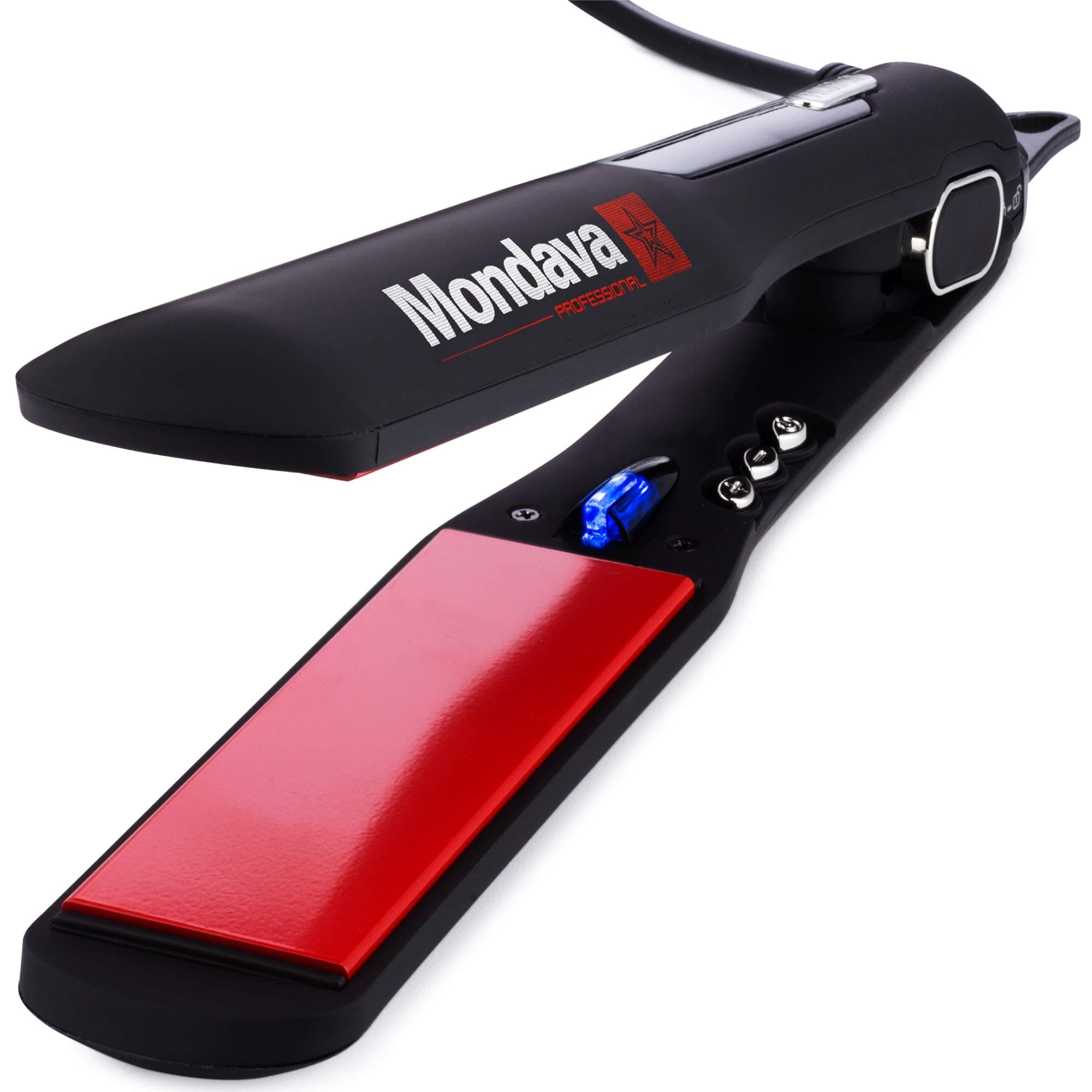 MondavaPROFESSIONAL 1Ã‚¼" Ceramic Tourmaline Flat Iron Hair Straightener - Dual Voltage Adjustable Digital Technology, Straighten & Style Wild Hair Under 8 Min, Types (CLASSIC Ionic)