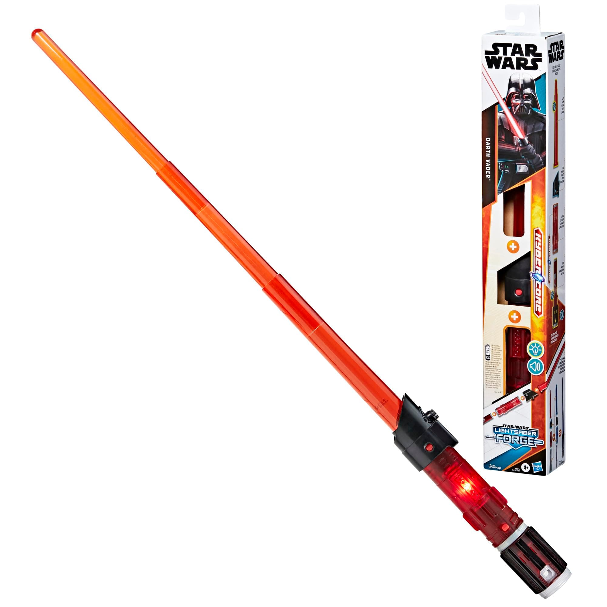 Star Wars Lightsaber Forge Kyber Core Lightsaber Darth Vader Lightsaber, Red Electronic Lightsaber, Customizable Toy for Kids Age 4, Christmas Gifts for Boys and Girls
