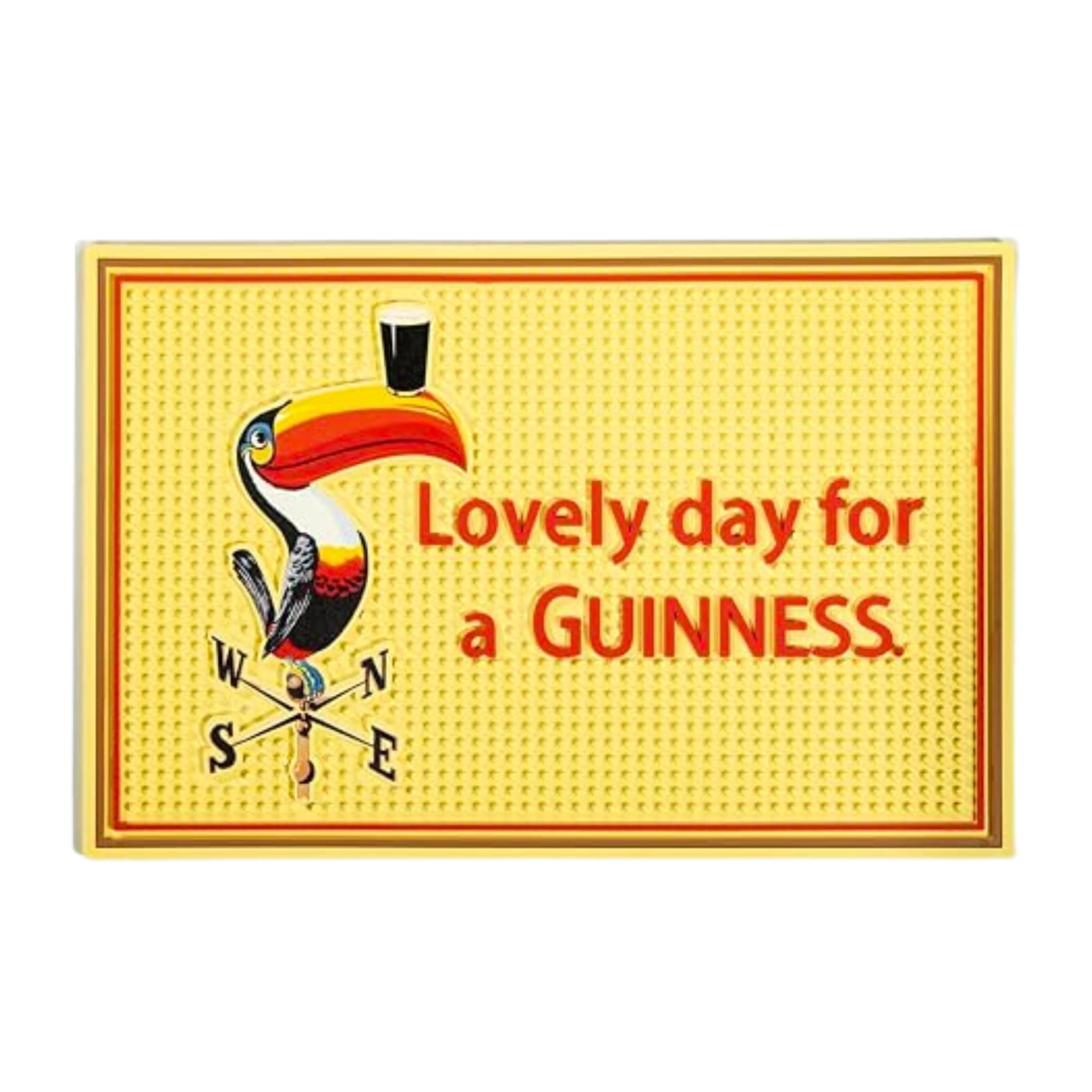 Guinness Bar Mat - 18x12 Inches, Durable and Dishwasher-Safe with Iconic Gilroy Lovely Day for a Guinness Retro Toucan Design