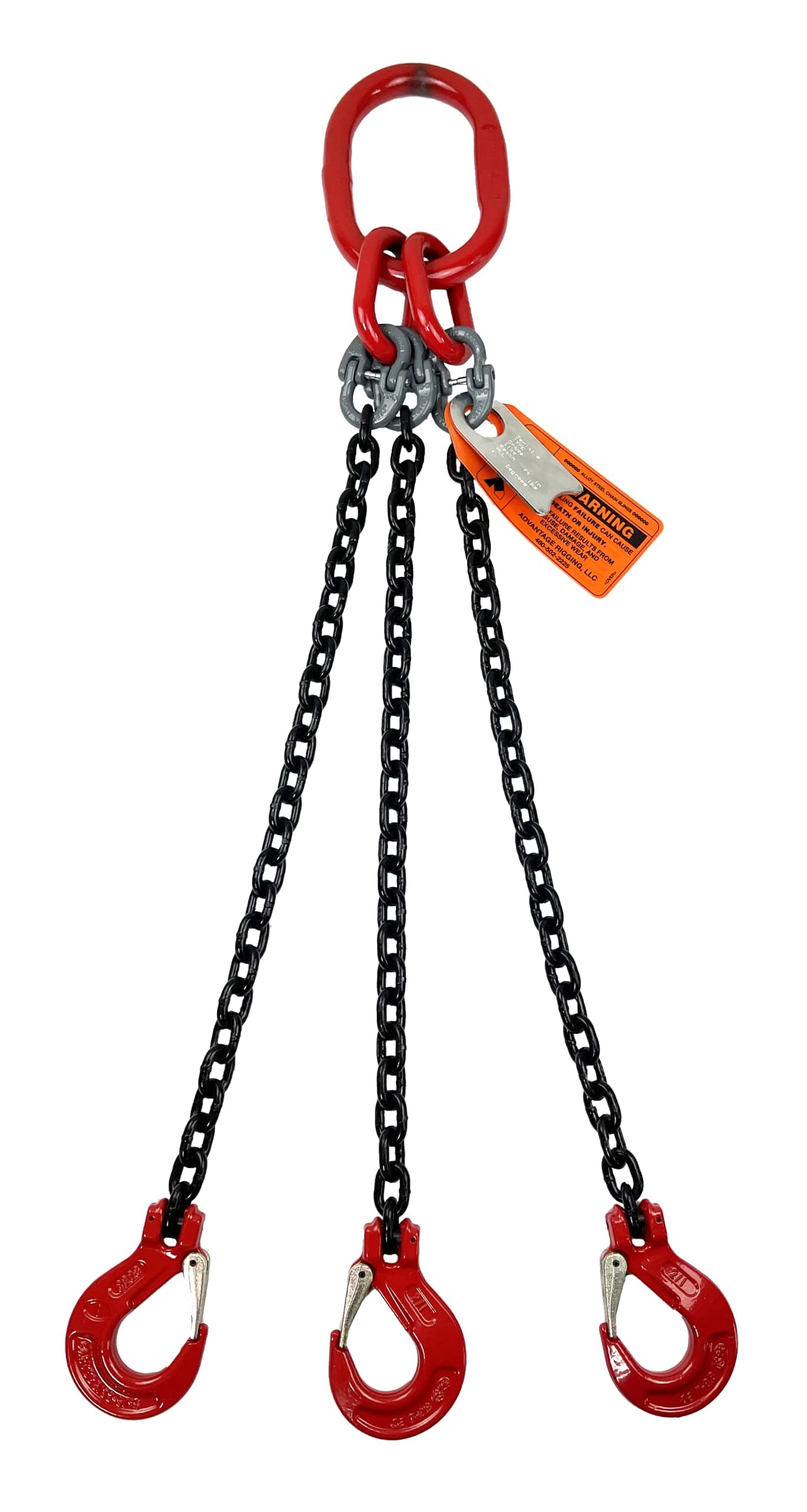 Chain Sling - 5/16" x 10' Triple Leg with Sling Hooks - Grade 80