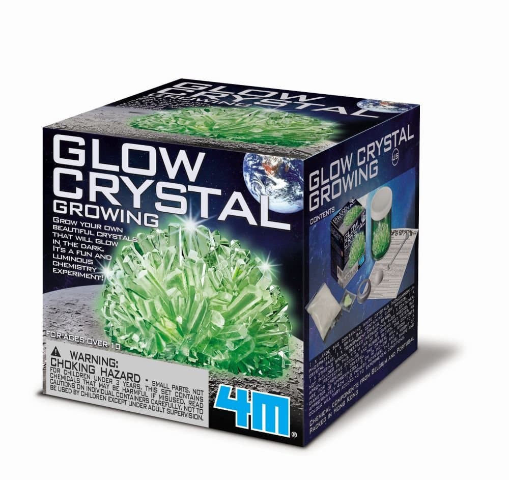 4M Glow Crystal Growing Kit – STEM Science Kit for Kids Ages 10+ | Grow a Luminous Crystal That Glows in the Dark | Educational Chemistry Activity for Home or School Display | 00-03972