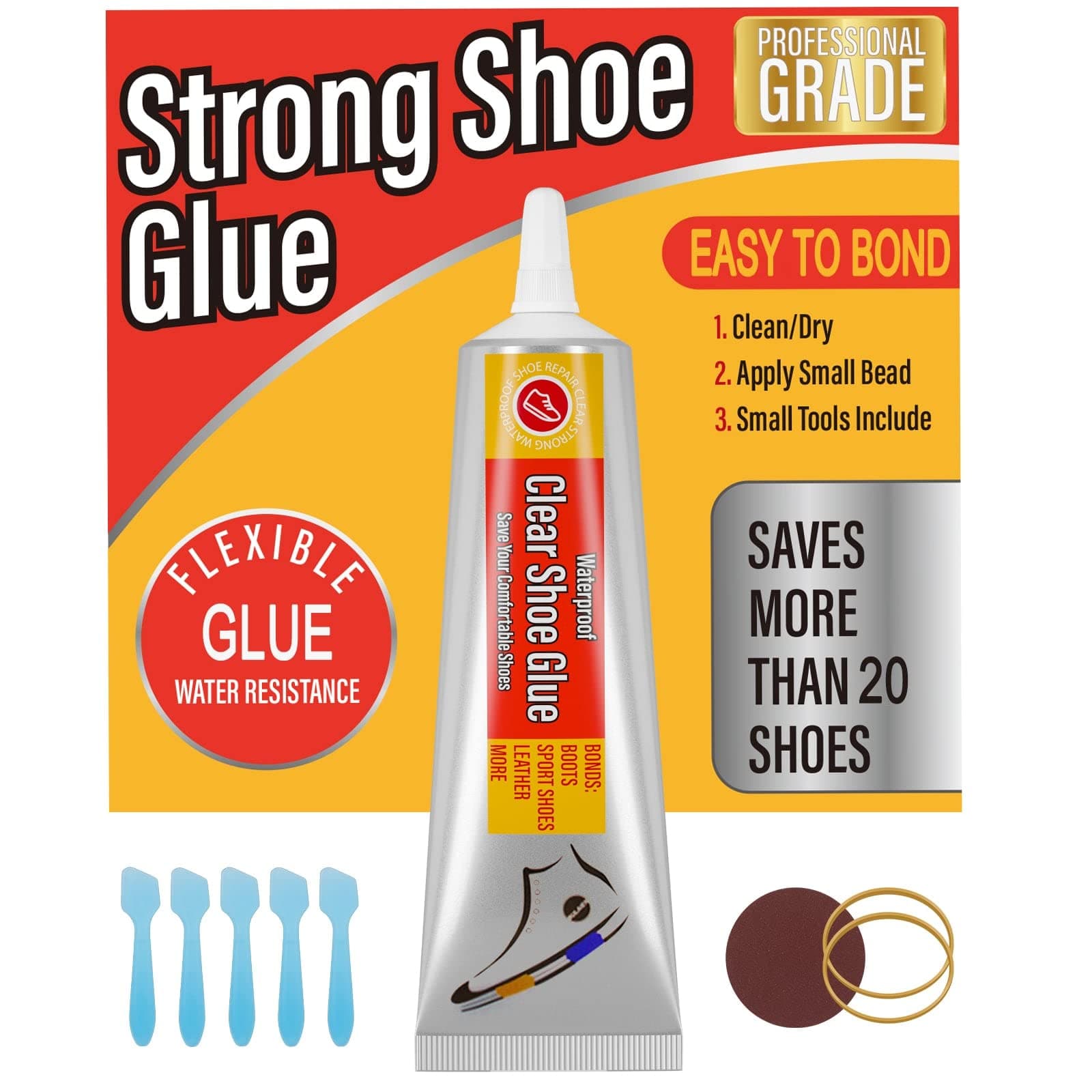 Evatage Waterproof Shoe Glue Kit for Sole Repair - Adhesive for Sneakers, Boots, Leather Handbags, Heels Fix