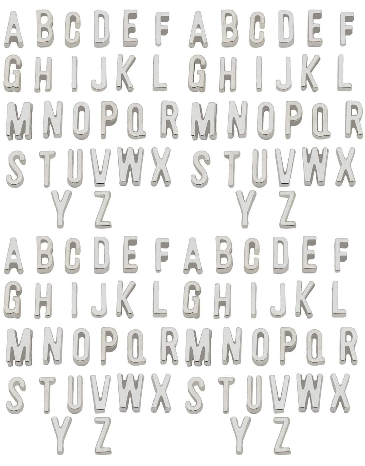 YYaaloa A-Z 26 Alphabet Letter Bracelet Charms (4 set / 104pcs) DIY Charms Pendant for DIY Crafting, Bracelet Necklace Earring Jewelry Making Accessory