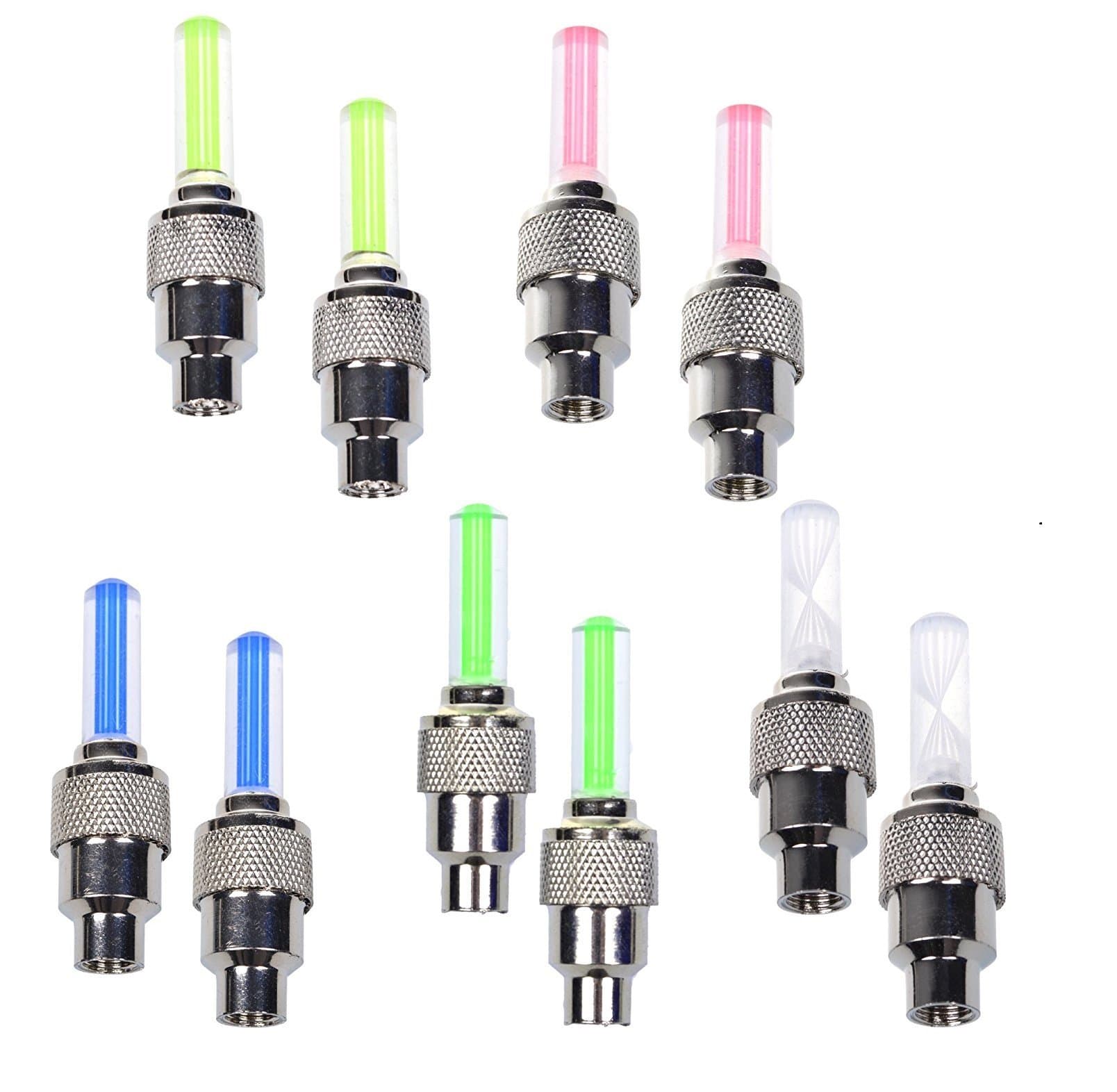 Dkiigame 10 Pack of Led Flash Tyre Wheel Valve Cap Light for Bike Bicycle Motorbicycle Wheel Light Tire (2 x Red, 2 x Yellow, 2 x Blue, 2 x Green, 2 x Colorful)