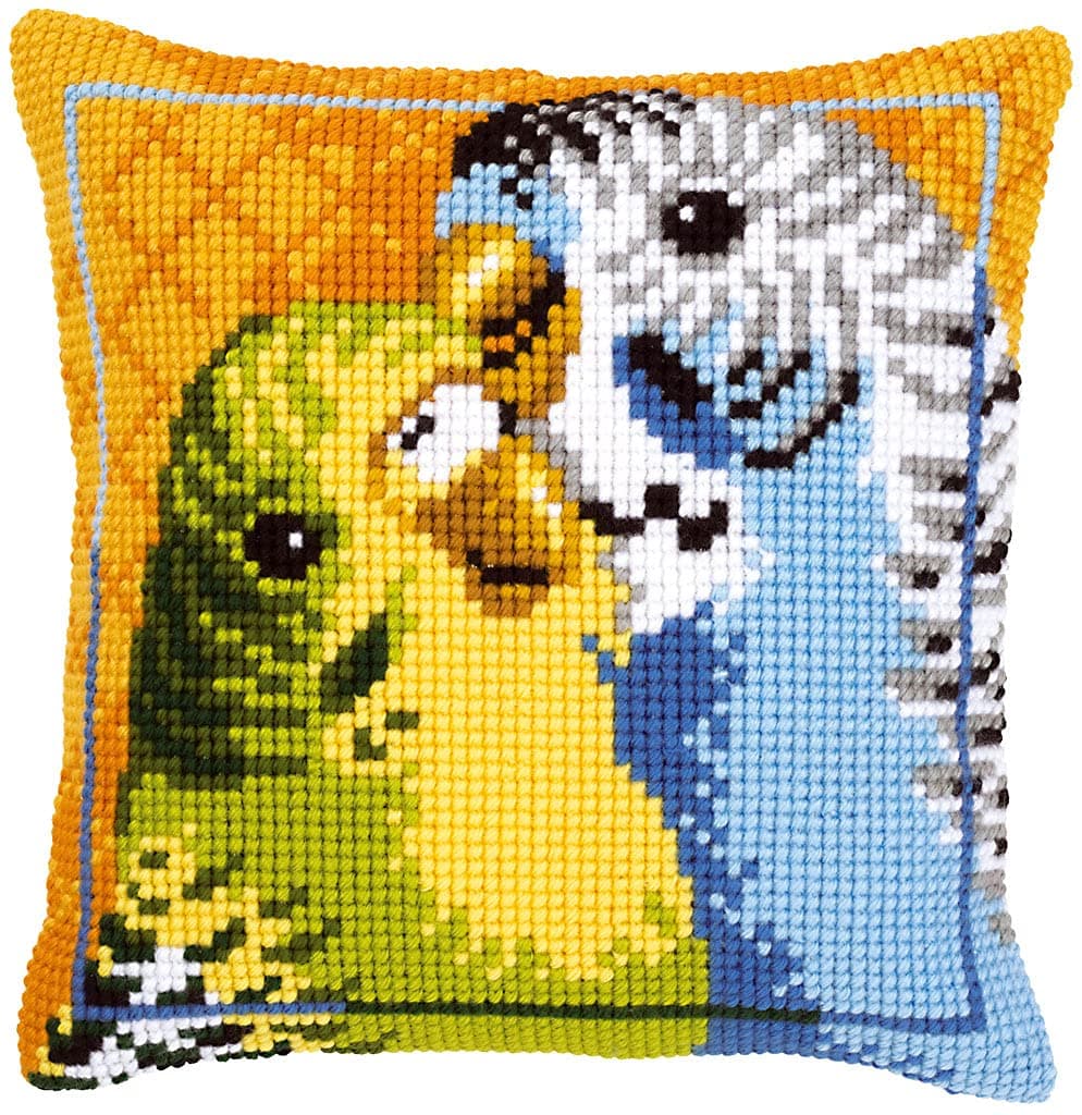 VervacoBudgies Cross Stitch Cushion, Multi-Colour
