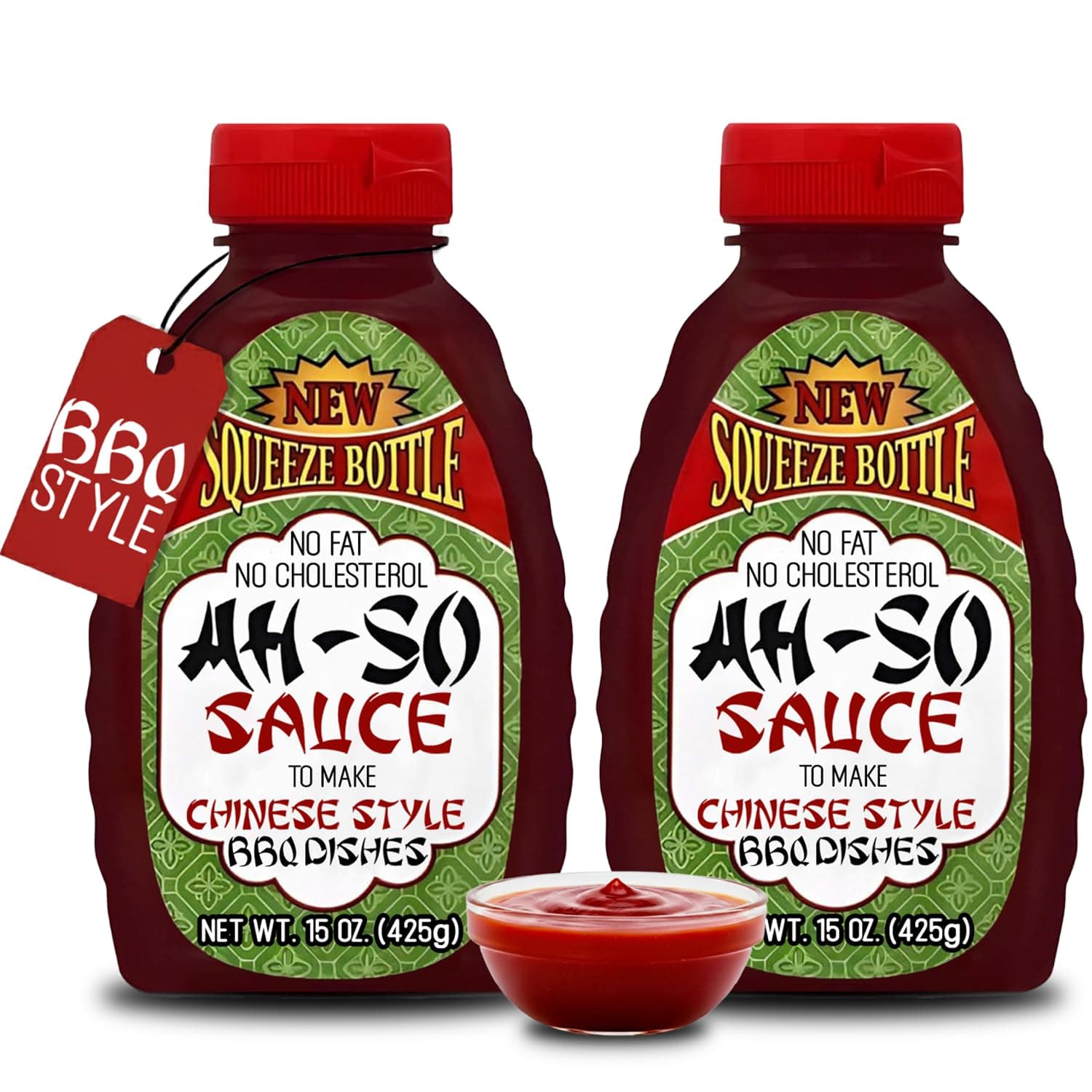 Ah-So Chinese-Style BBQ Sauce, Red Rib – 2 Pack (2 × 15 oz Squeeze Bottles) | Sweet & Tangy Spare Rib Marinade & Glaze for Pork, Chicken & Wings; Classic Takeout Flavor.