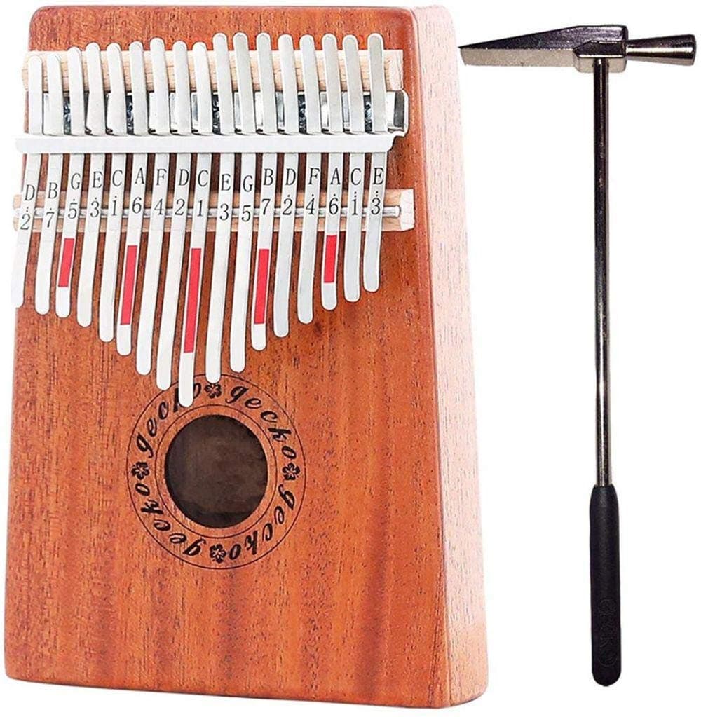 17 Key Kalimba with Mahogany Portable Thumb Piano Mbira Marimba Sanza of Wooden Attached Ore Metal Tines