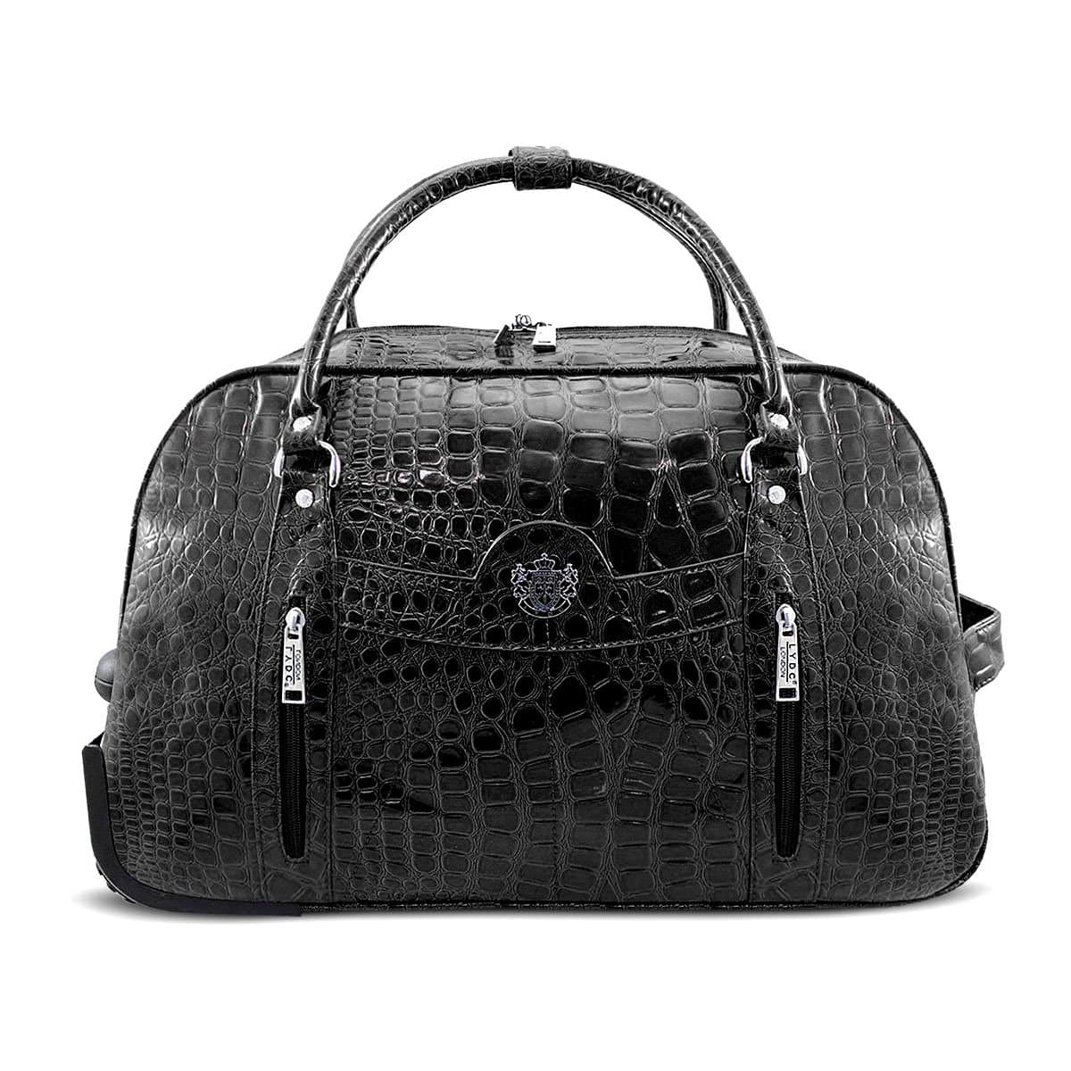 Sugar Sweet Bags LYDC Mock Croc Ladies Designer Travel Bag Holdall Weekend Bag Hand Luggage (Black)
