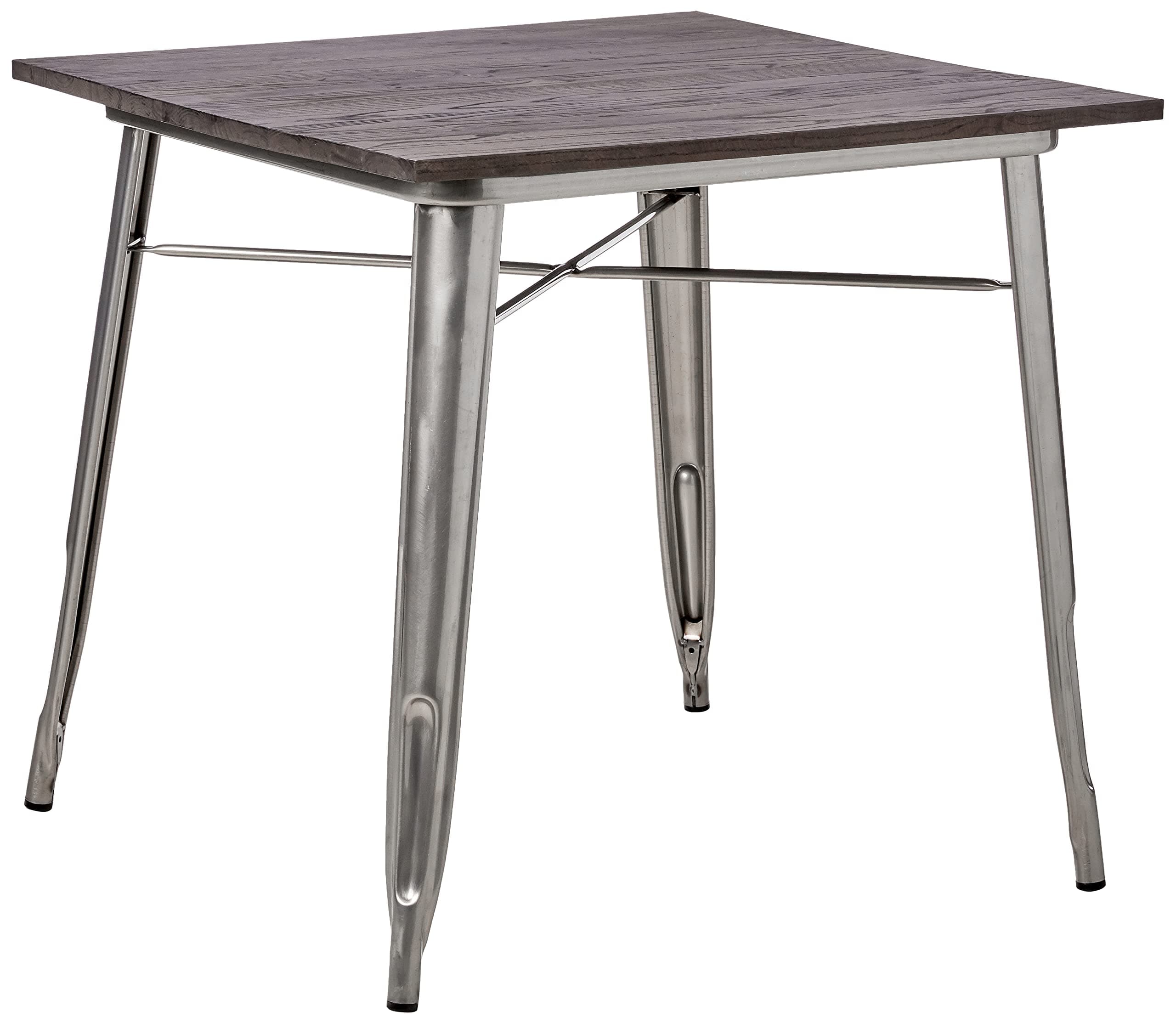 DHP Fusion Metal Square Dining Table with Wood Table Top, Distressed Metal Finish for Industrial Appeal, Antique Gun Metal