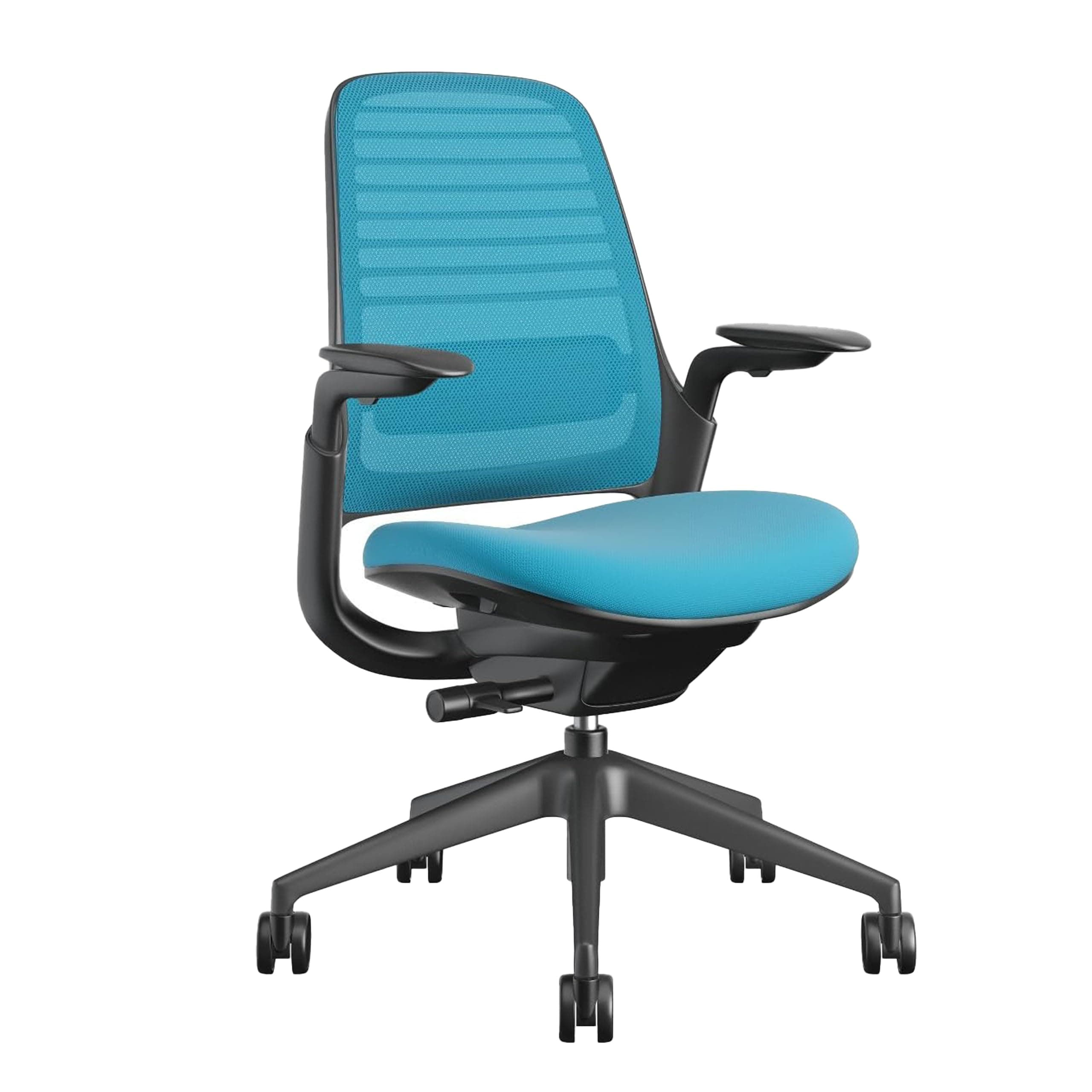 Steelcase Series 1 Office Chair - Ergonomic Work Chair with Wheels for Carpet - Helps Support Productivity - Weight-Activated Controls, Back Supports & Arm Support - Easy Assembly - Blue Jay