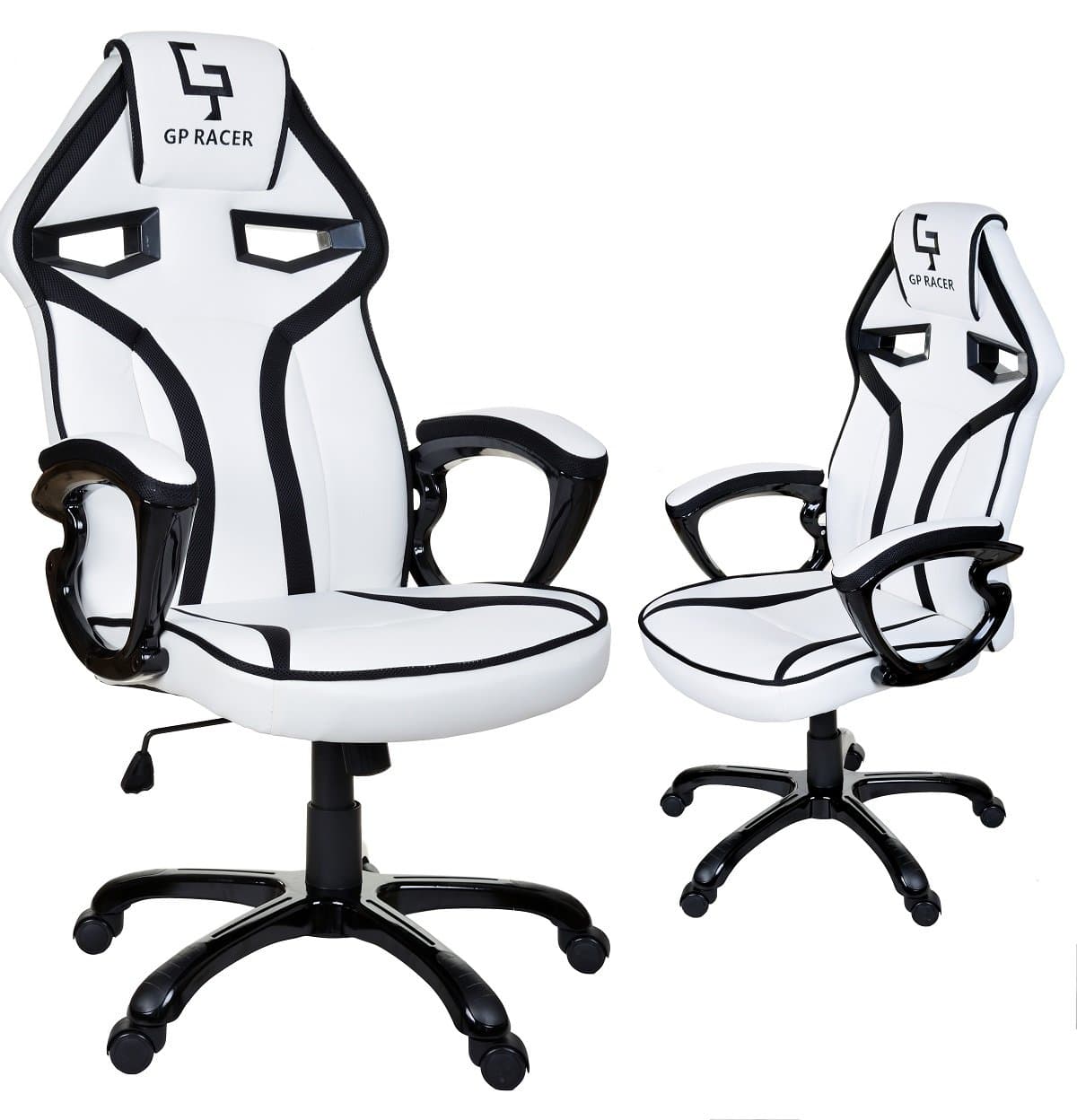 GIOSEDIO GPR GP Racer, Sport Gaming Chair, Office chair, Bucket Seat,Computer Chair, Ergonomic Faux leather Desk chair. (White/Black)