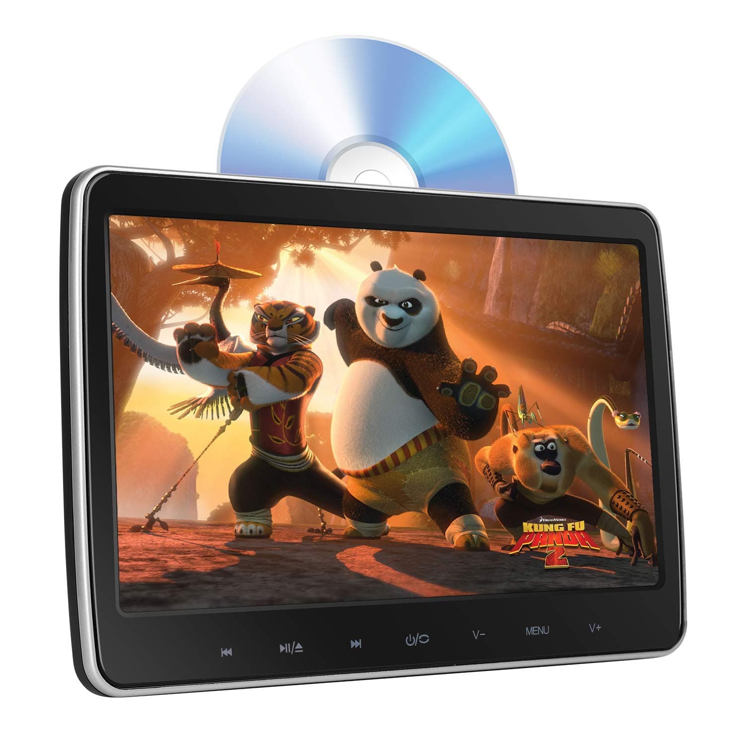 KASKAWISE 10.1" Headrest DVD Player, Car DVD Player for Back Seat Entertainment, Touch Key, Automatic-Top-Loading Suction Drive, Support CD/DVD/USB/TF/MP4, 2019 Upgraded Version