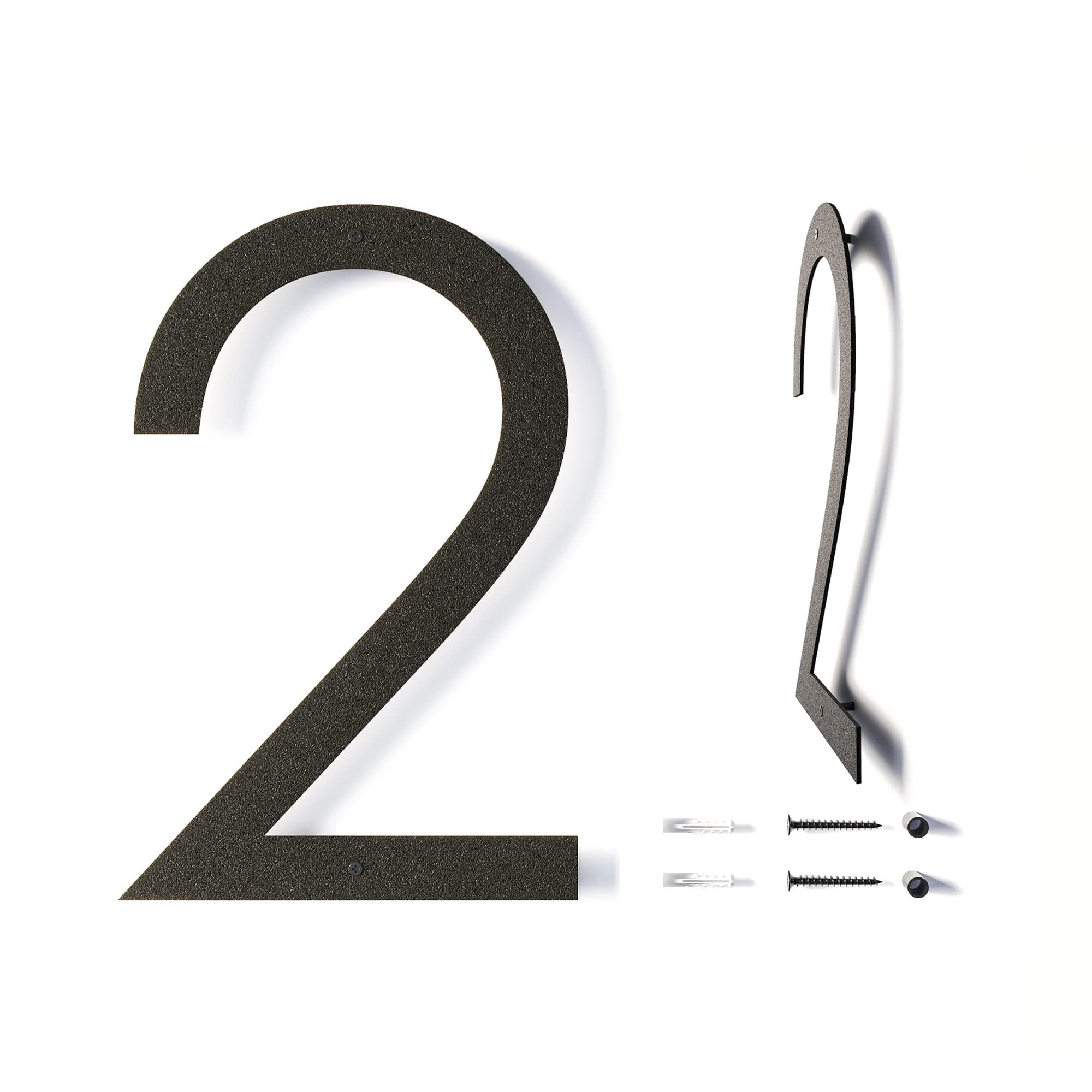 12 Inch Modern Floating House Numbers for Outside | Large Metal House Numbers for Outdoors | Black Coated Rust-Proof Home Address Numbers/Plaques | Metal Numbers