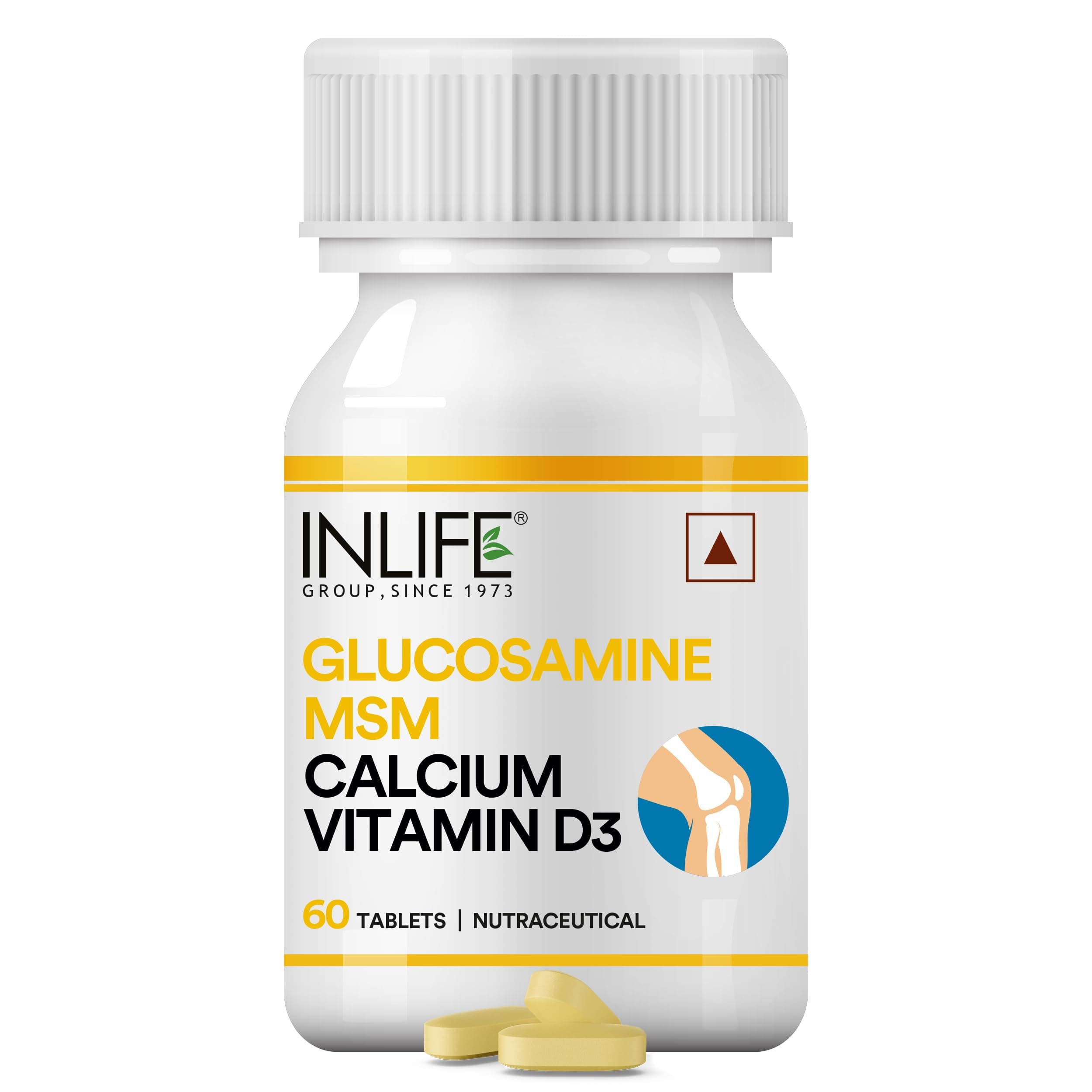 Glucosamine Tablets | With MSM Calcium & Vitamin D3 | Supplement - 60 Tablets (Pack of 1, 60)