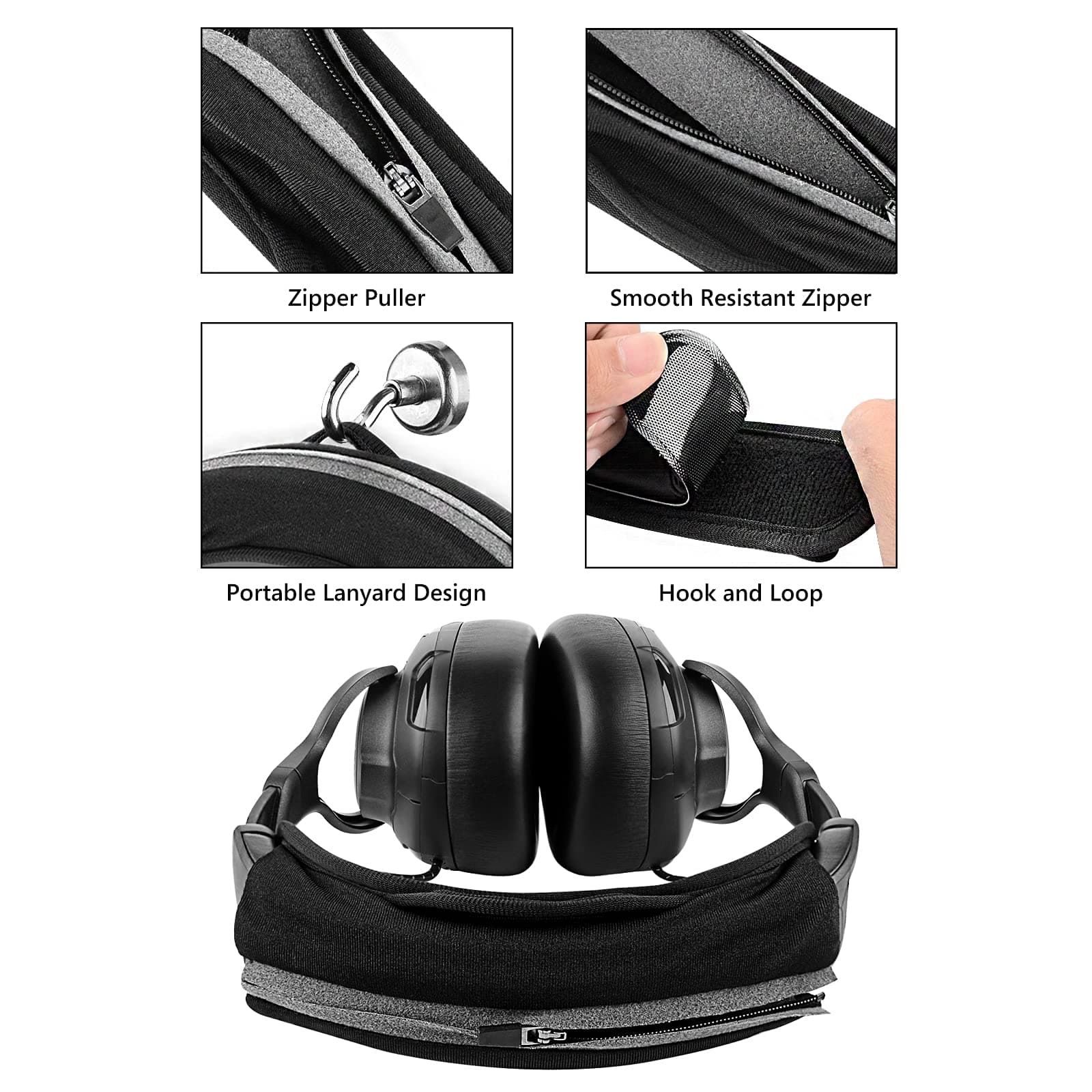 Geekria Large Hook and Loop Headband Cover & Pad Set, DIY Installation, No Tools Required, Compatible with Large Headphones (Fits 3.5-4.5 cm Headbands) (Black)