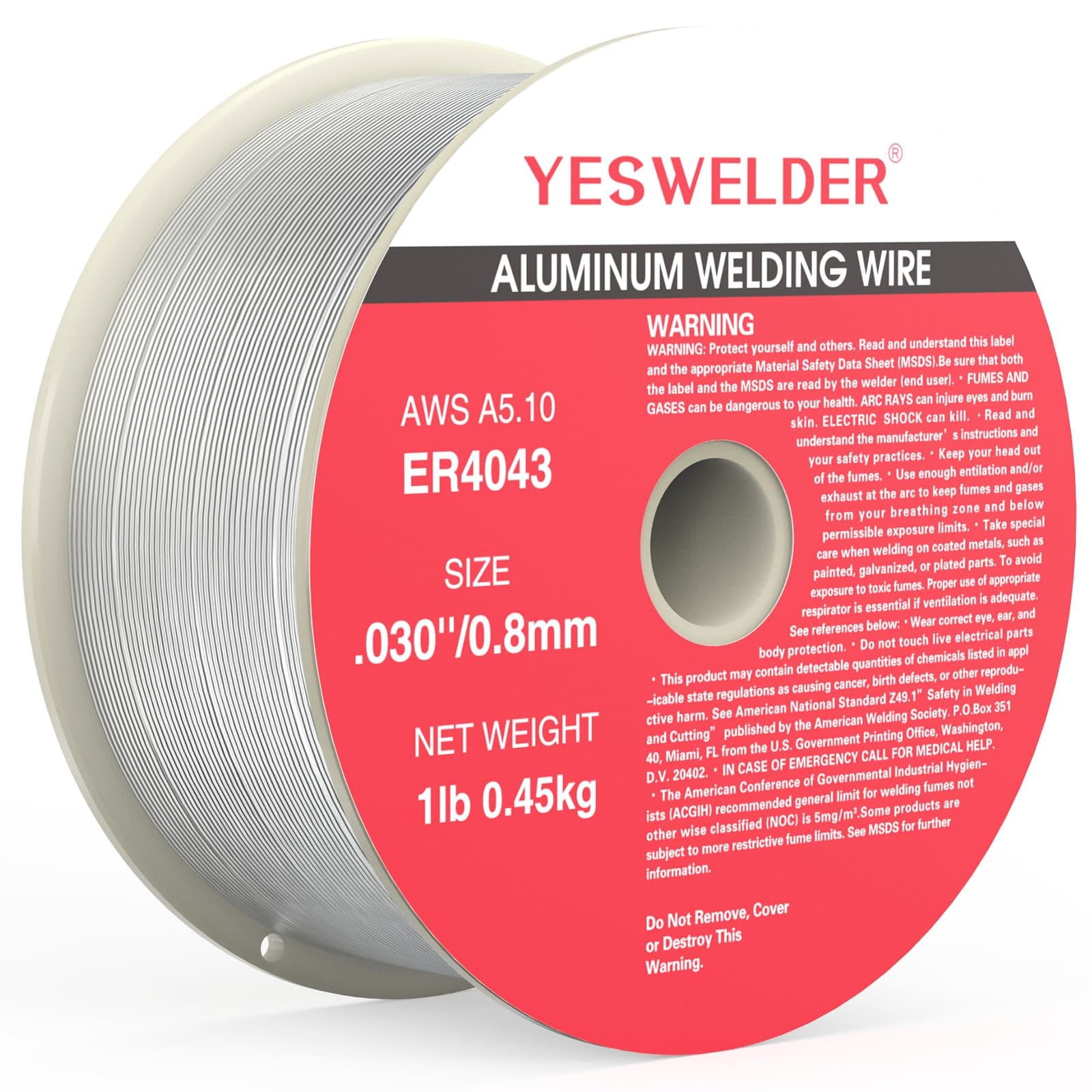 YESWELDER Silicon Aluminum Welding Wire ER4043 .030-Diameter, 1-Pound Spool