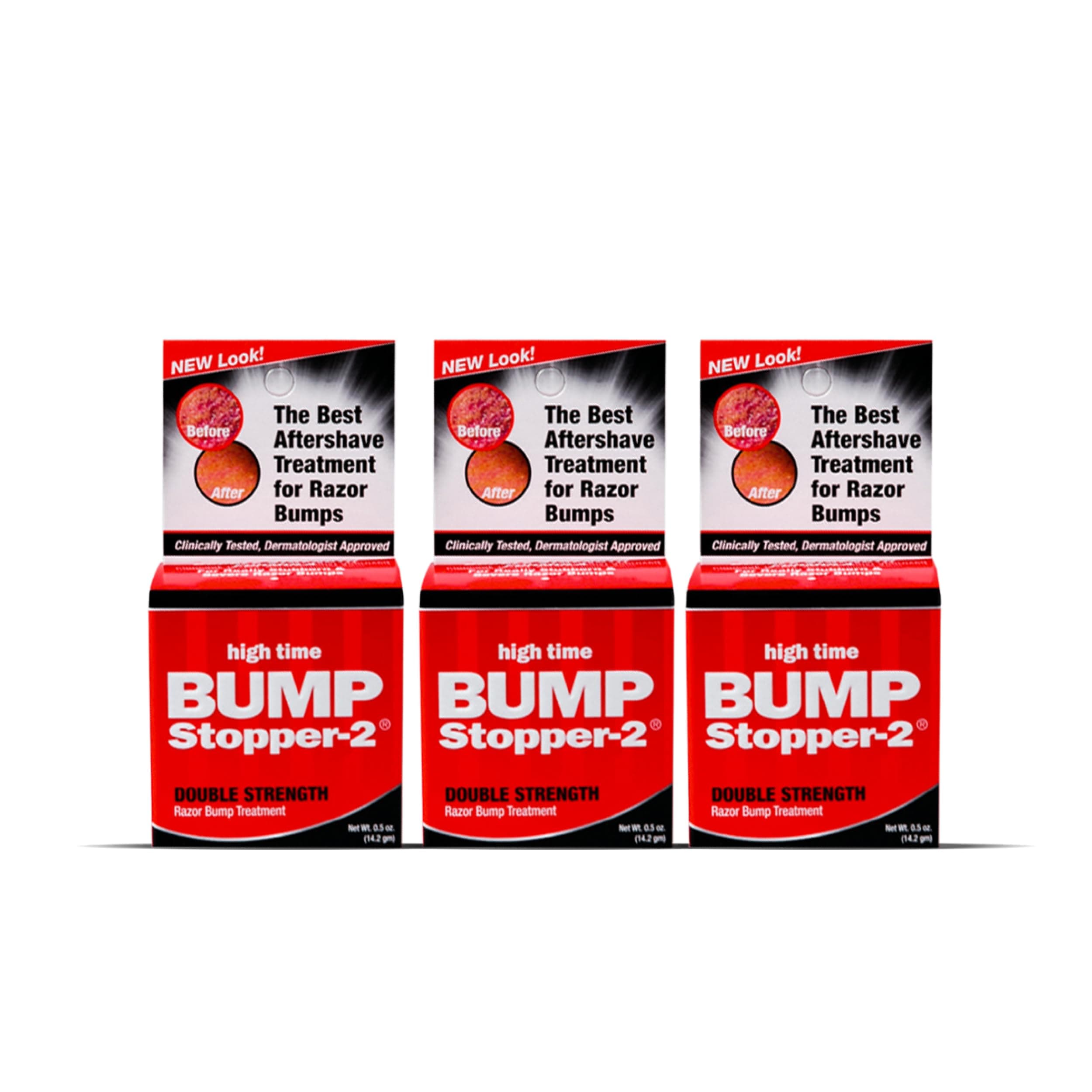 High Time Bump Stopper 2 Double Strength Ingrown Hair Cream | Aftershave Lotion for Men and Women | Razor Bump Balm | 0.5 OZ (3 Pack)